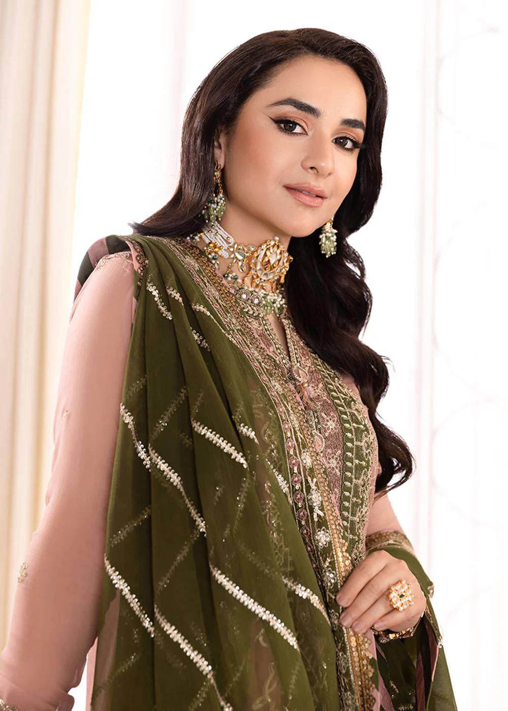Pink & Green Suit - Maahru, Noorie & Meerub '23 by Asim Jofa - AJSM-40 - Image 9