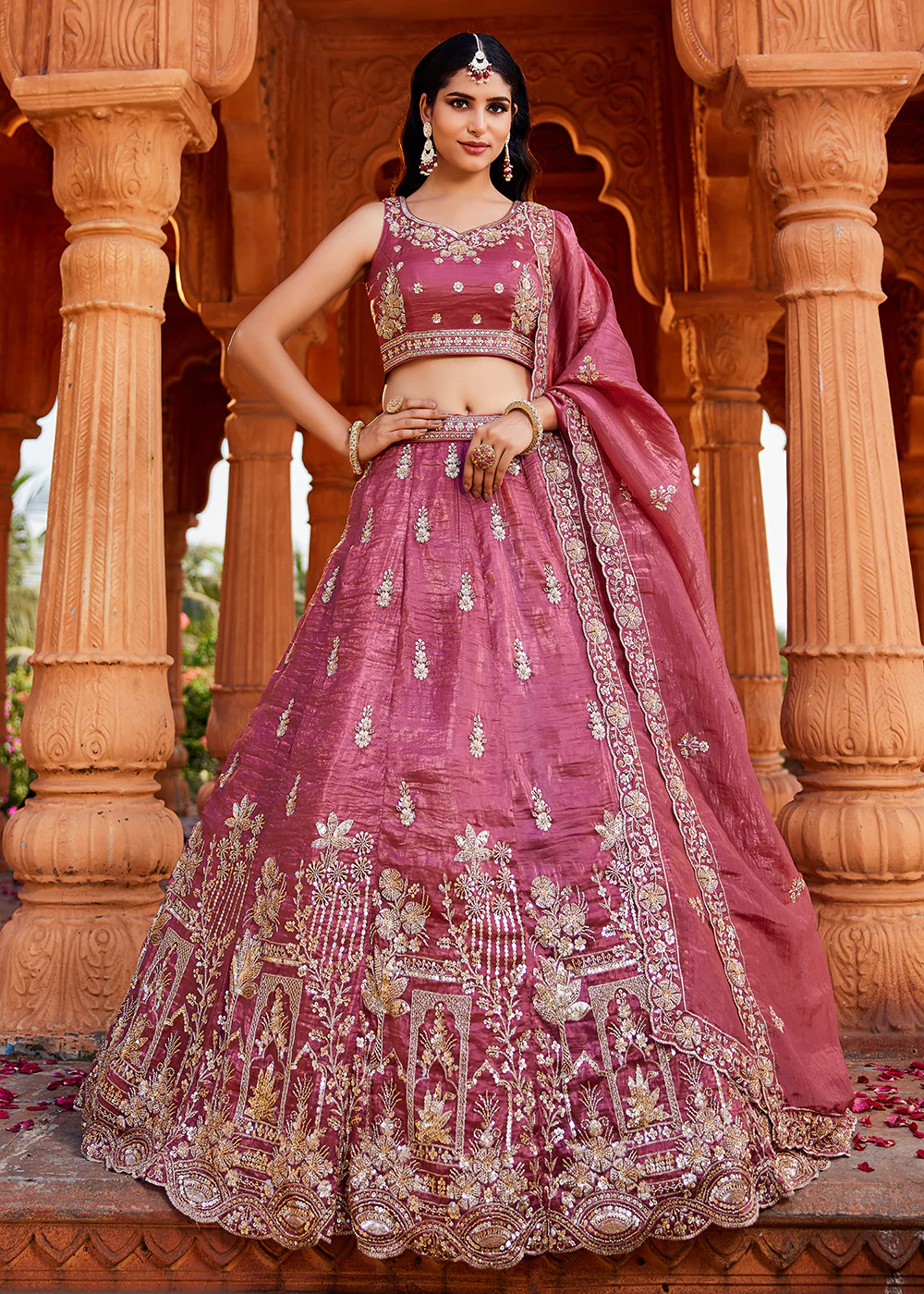 Pink Handwork Embroidered Designer Wedding Lehenga Choli