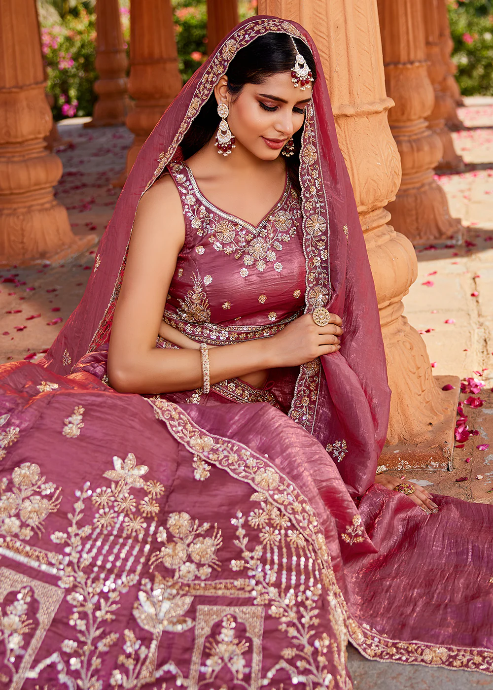 Pink Handwork Embroidered Designer Wedding Lehenga Choli - Image 2