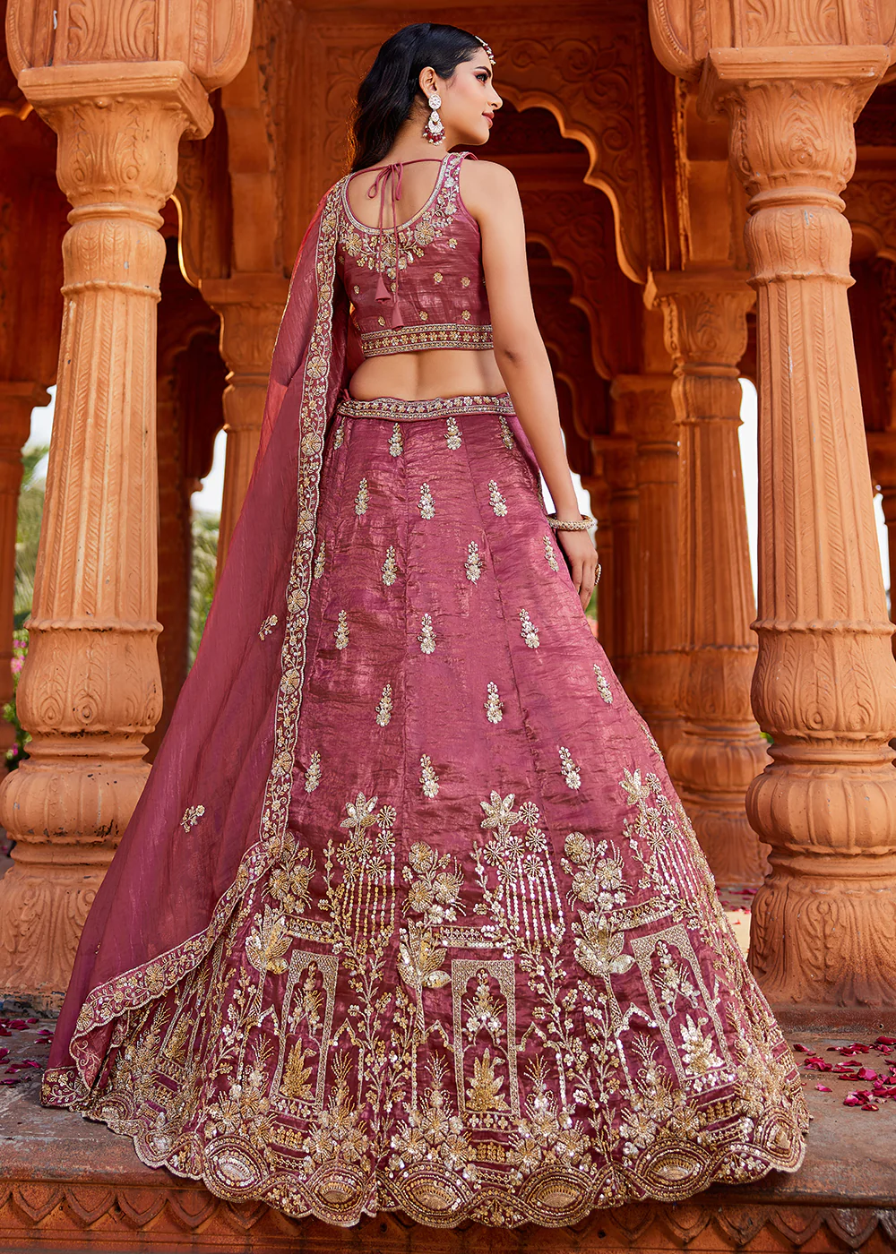 Pink Handwork Embroidered Designer Wedding Lehenga Choli - Image 3