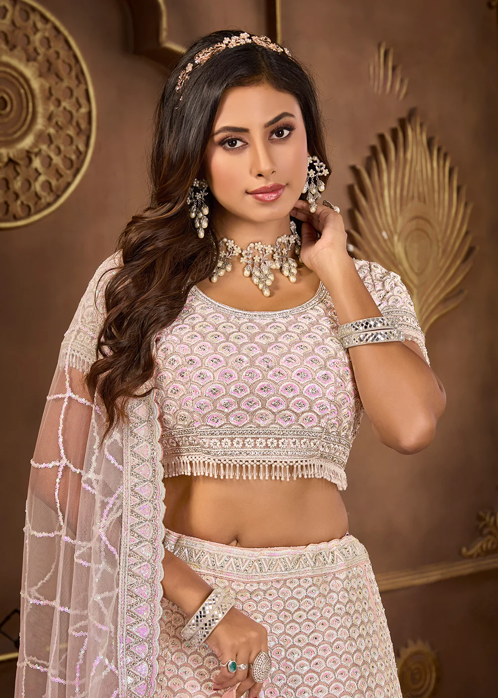 Pink Heavy Embroidered Designer Bridal Lehenga Choli - Image 2