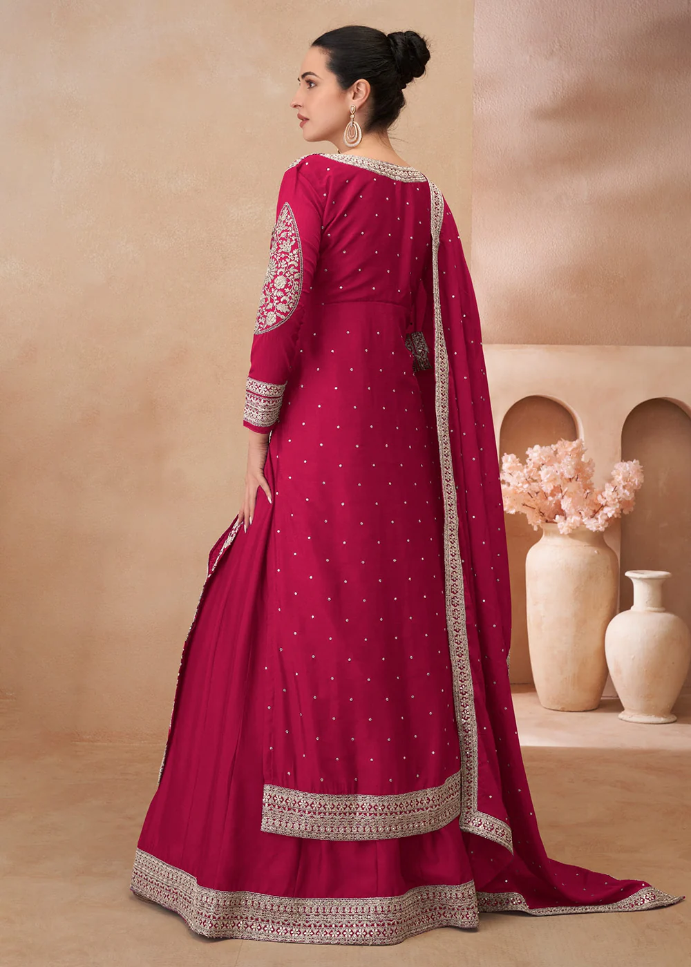 Pink Heavy Embroidered Pakistani Style Lehenga Choli - Image 3