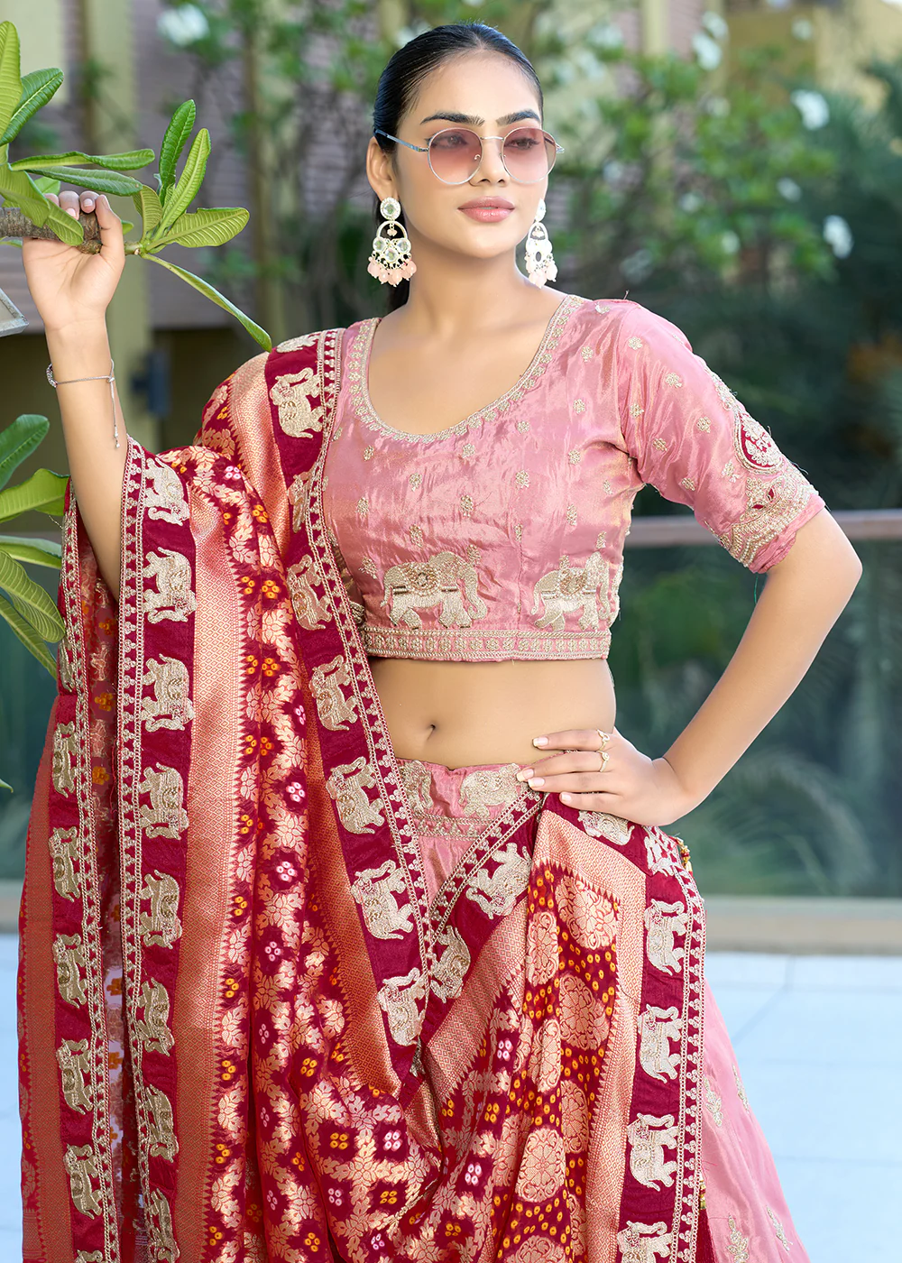 Pink Heavy Embroidered Wedding Designer Lehenga Choli - Image 2