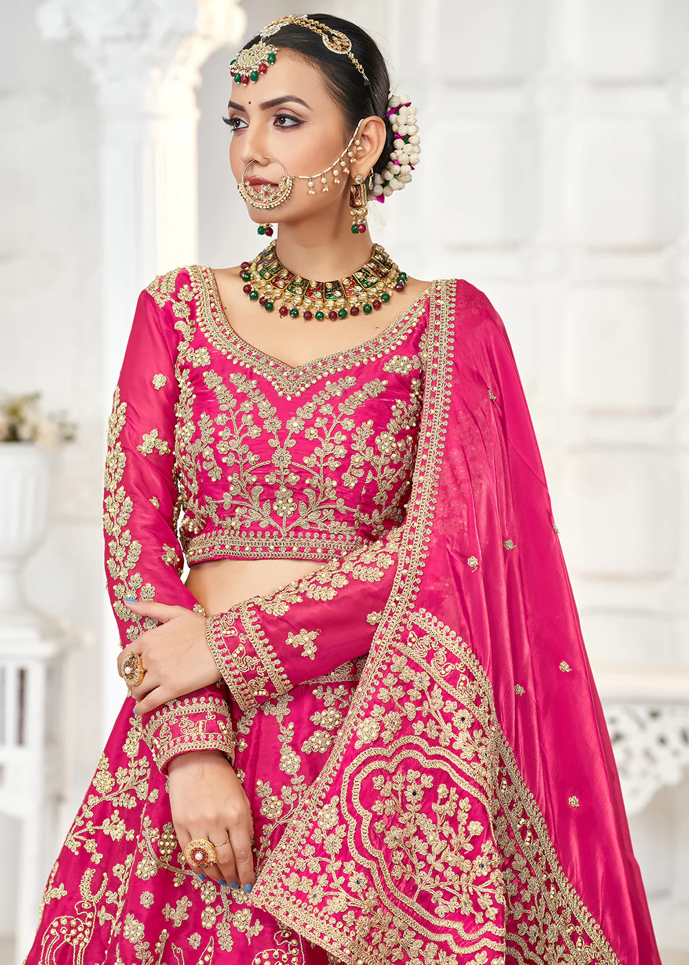 Pink Jimmy Choo Material Wedding Wear Lehenga Choli - Image 2