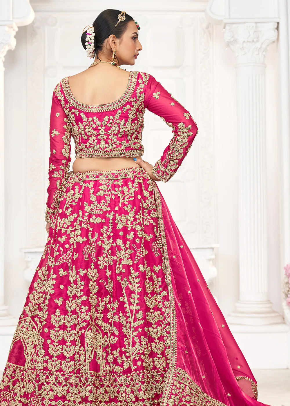 Pink Jimmy Choo Material Wedding Wear Lehenga Choli - Image 3