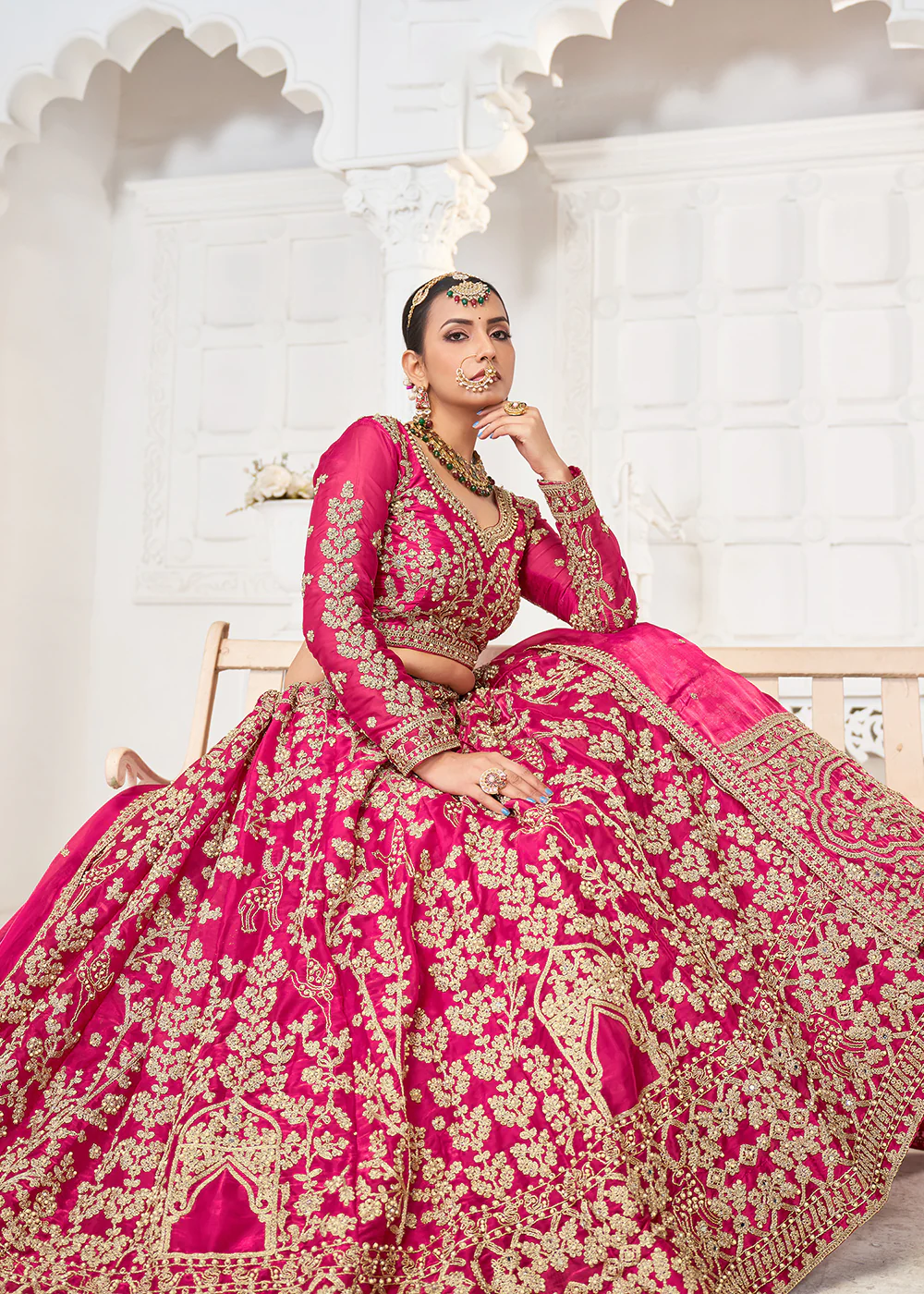 Pink Jimmy Choo Material Wedding Wear Lehenga Choli - Image 4