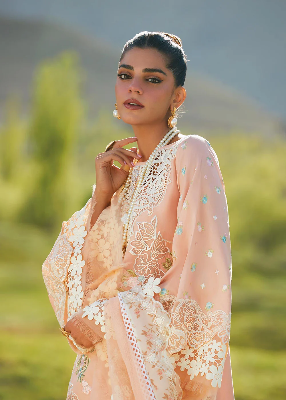 Pink Lawn Suit - Saira Shakira X Crimson Luxury Lawn '23 - Summer in the Meadows - D1B - Image 2