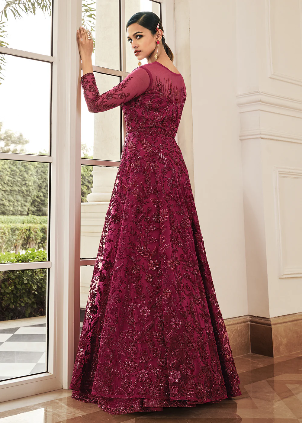 Pink Lehenga/Pant Style Embroidered Designer Anarkali Suit - Image 4