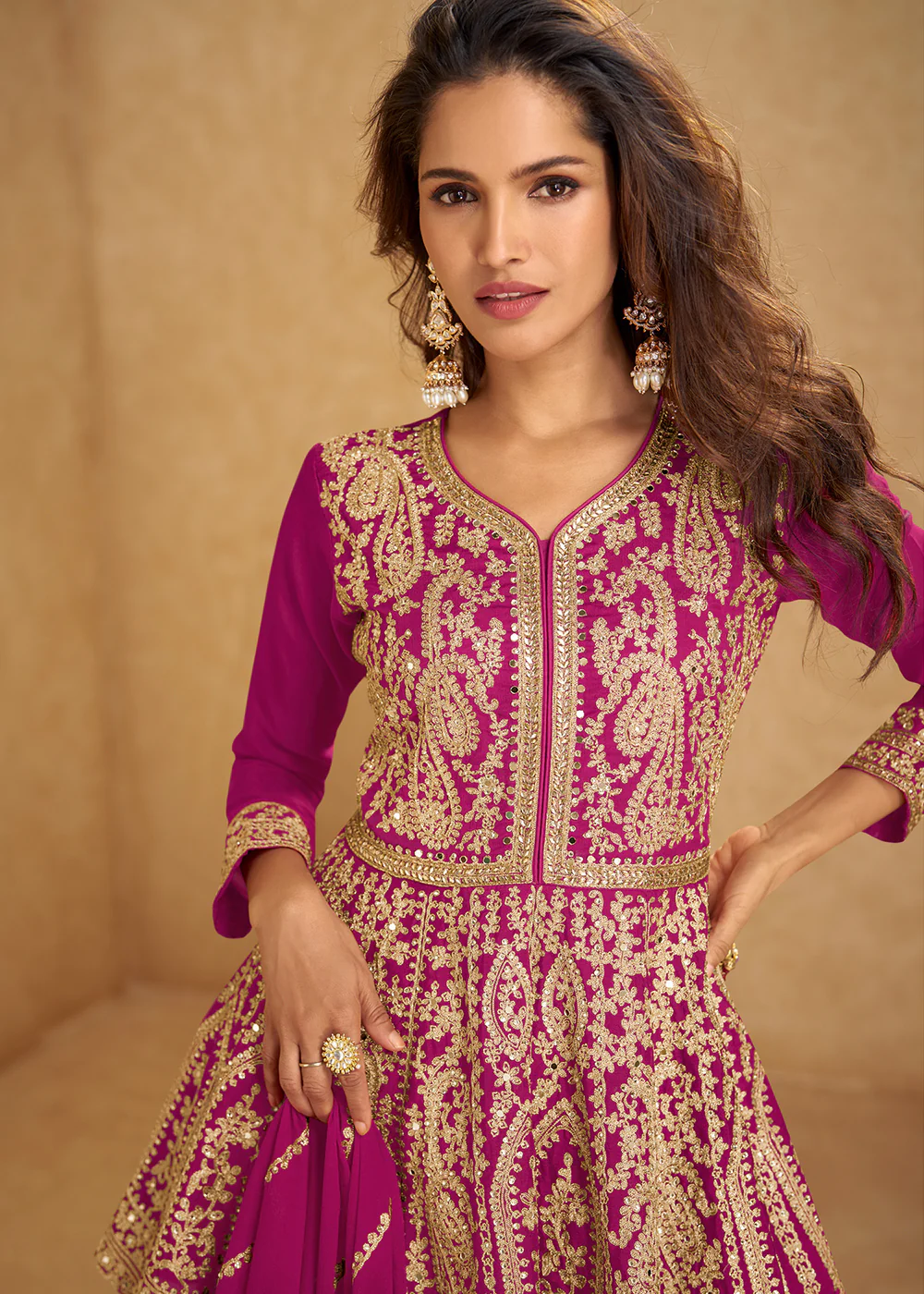 Pink Mirror & Sequins Embroidered Festive Lehenga Skirt Suit - Image 2