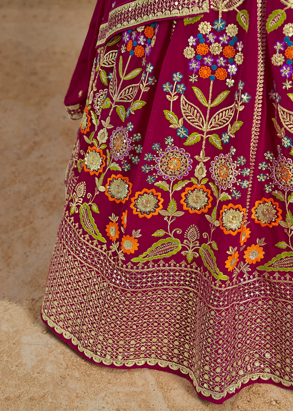 Pink Multi Color Threads Work Festive Lehenga Choli - Image 7