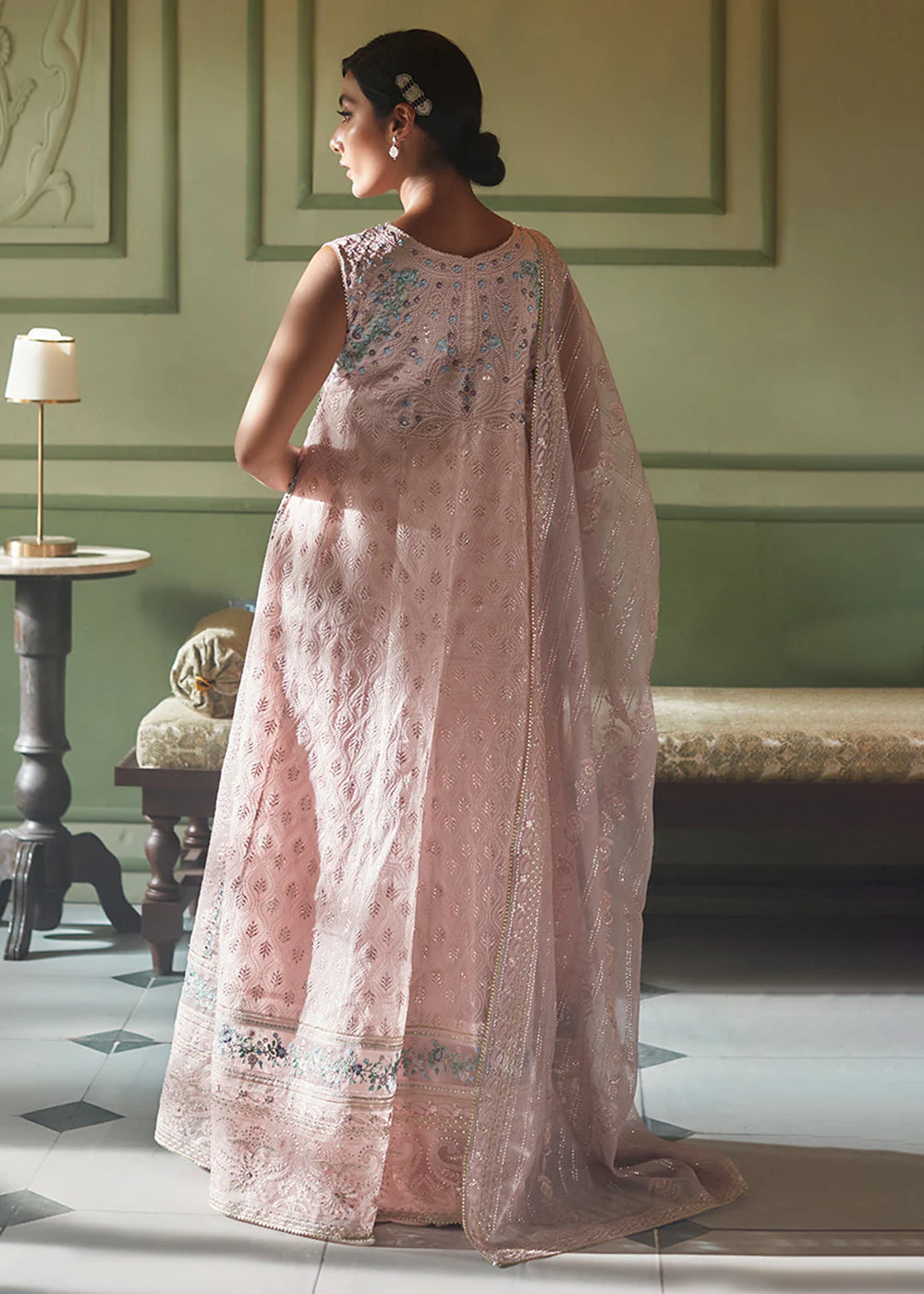Pink Organza Net Pakistani Suit | Mushq | Qala Kamdaani | Zoya - Image 3