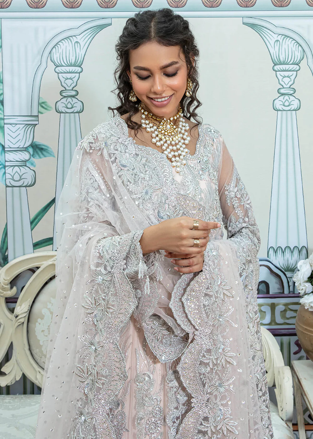 Pink Pakistani Maxi Dress | Imrozia Serene Mehram Brides '23 | SB-10 - FAKHTA - Image 2