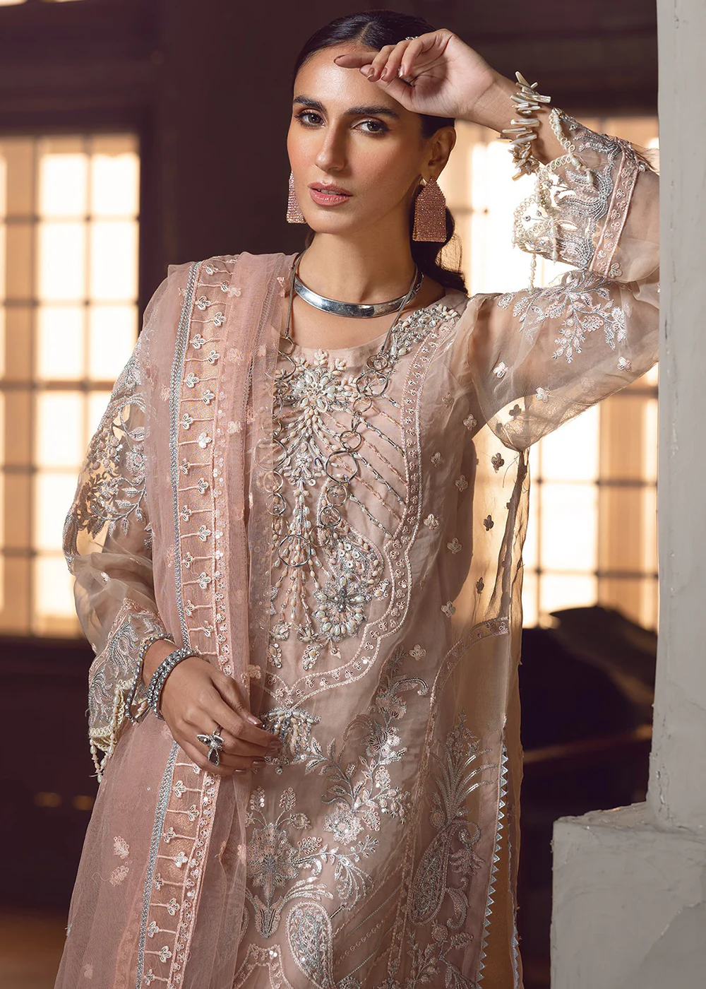 Pink Pakistani Organza Suit | Emaan Adeel | Le Festa Formal Edit 7 | LF-702 - Image 2