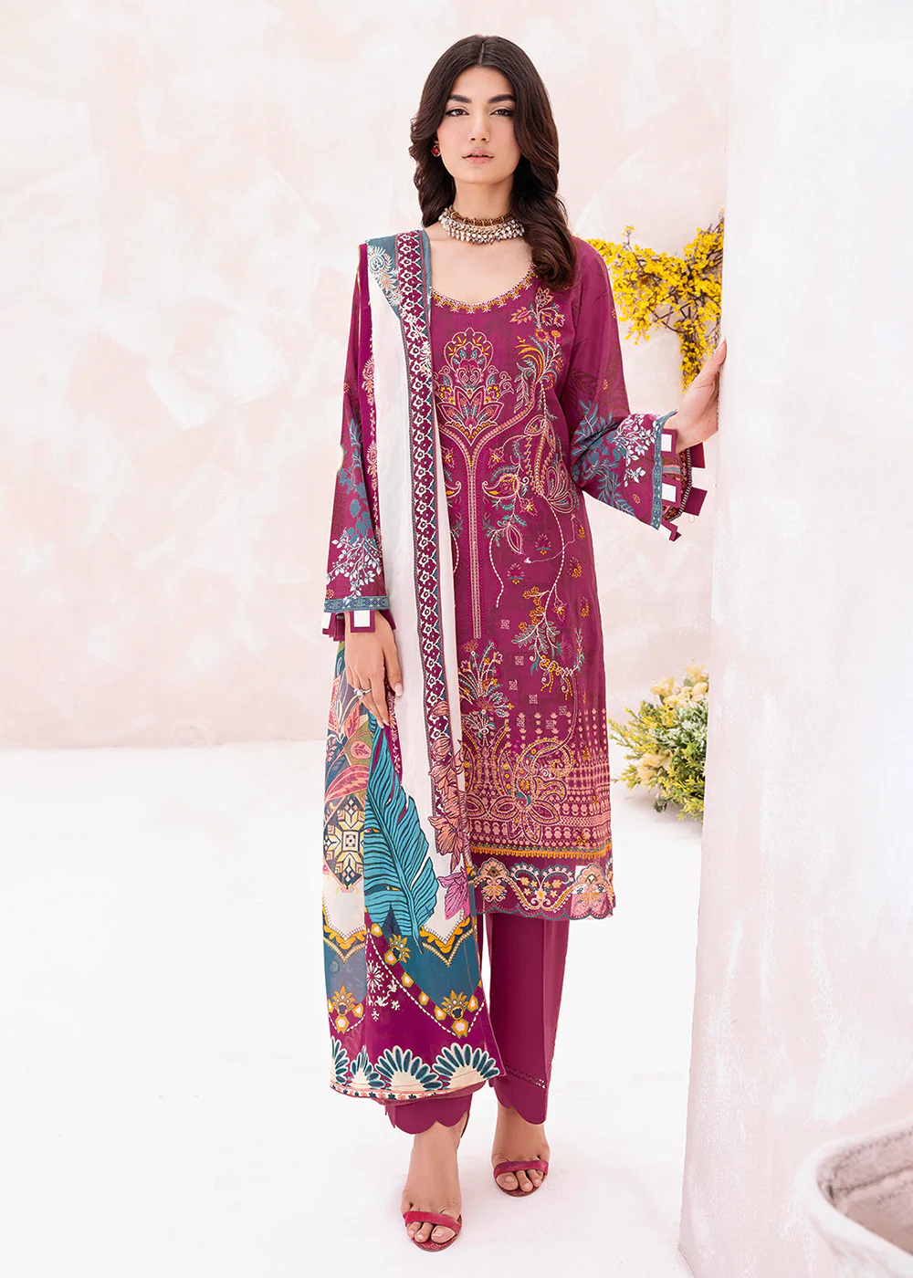 Pink Pakistani Salwar Suit - Ramsha Mashaal Collection Vol 7 - #L-709 - Image 4