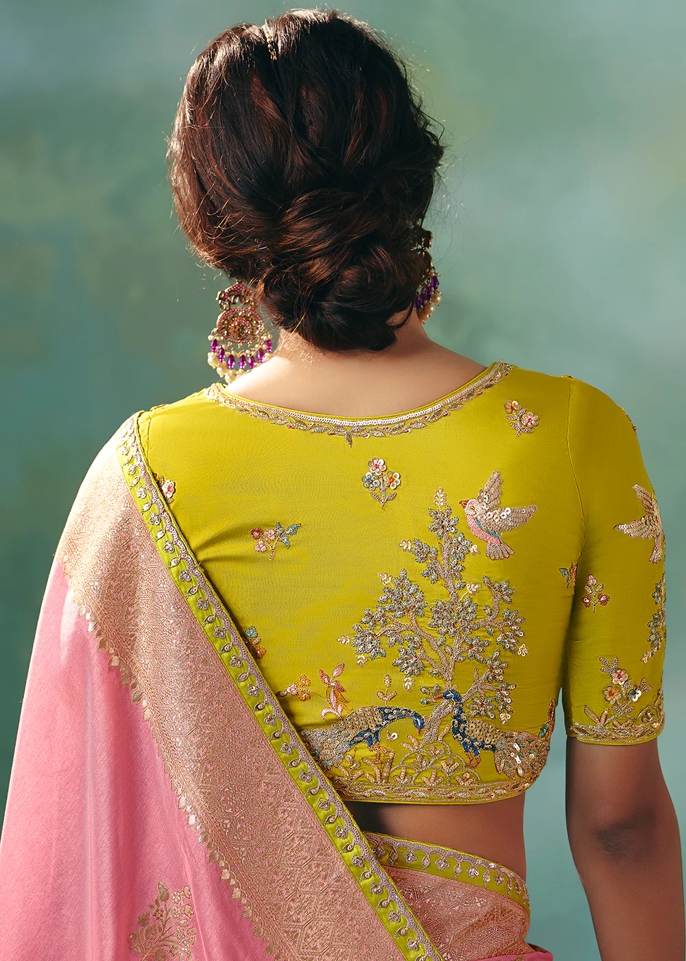 Pink Premium Dola Viscose Silk Wedding Wear Saree - Image 6