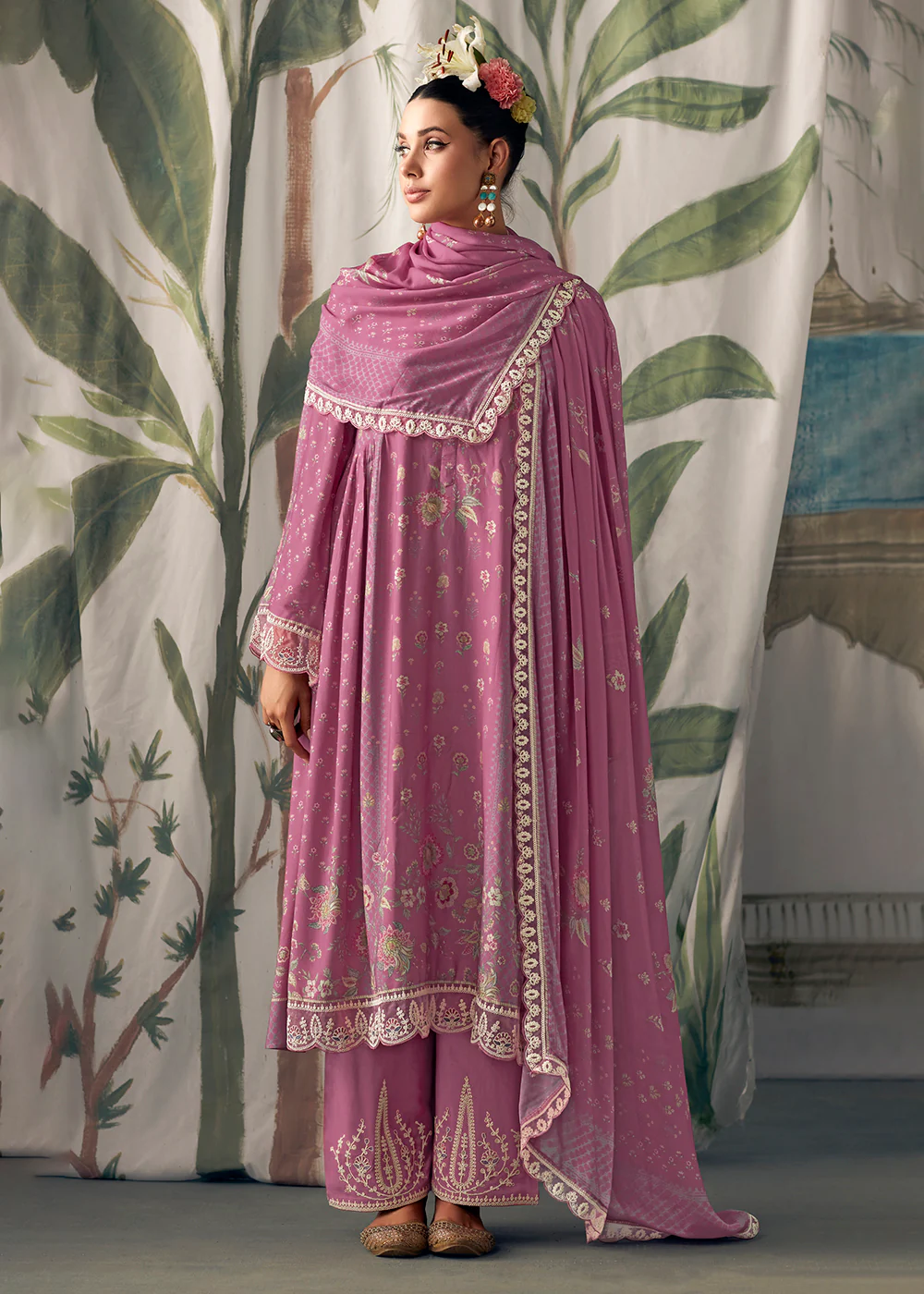 Pink Pure Maslin Cotton Digital Printed Salwar Suit - Image 3