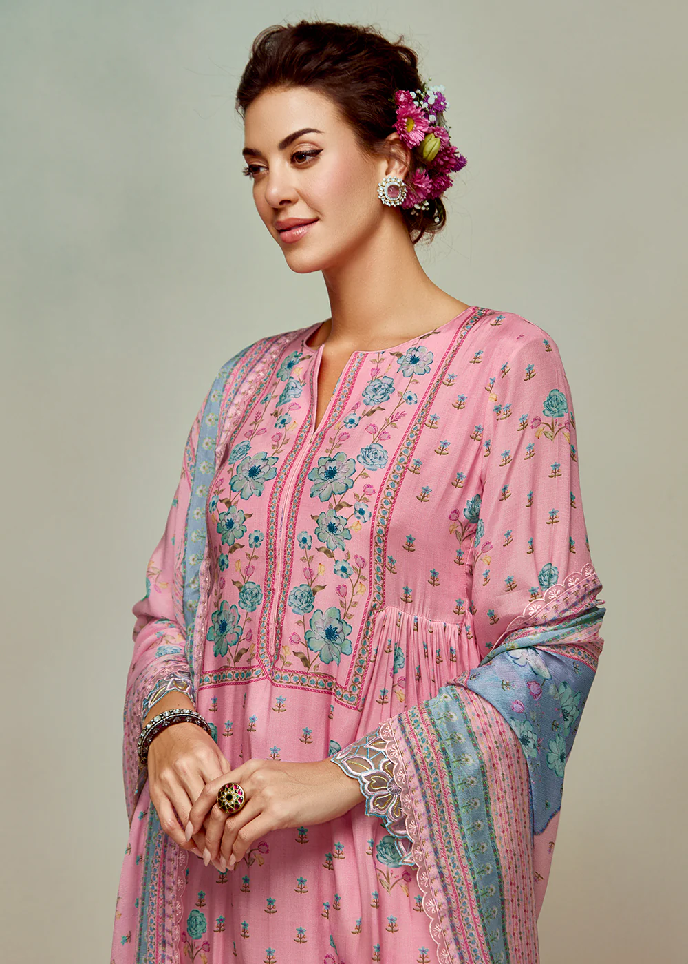 Pink Pure Muslin Digital Printed Salwar Suit - Image 2