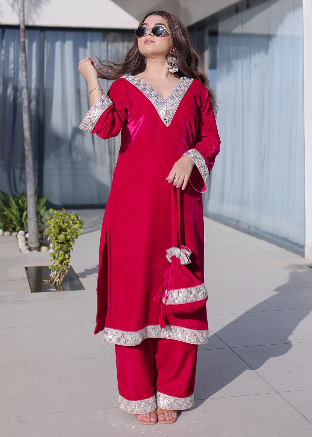 Pink Rich Zari & Mirror Work Festive Salwar Suit
