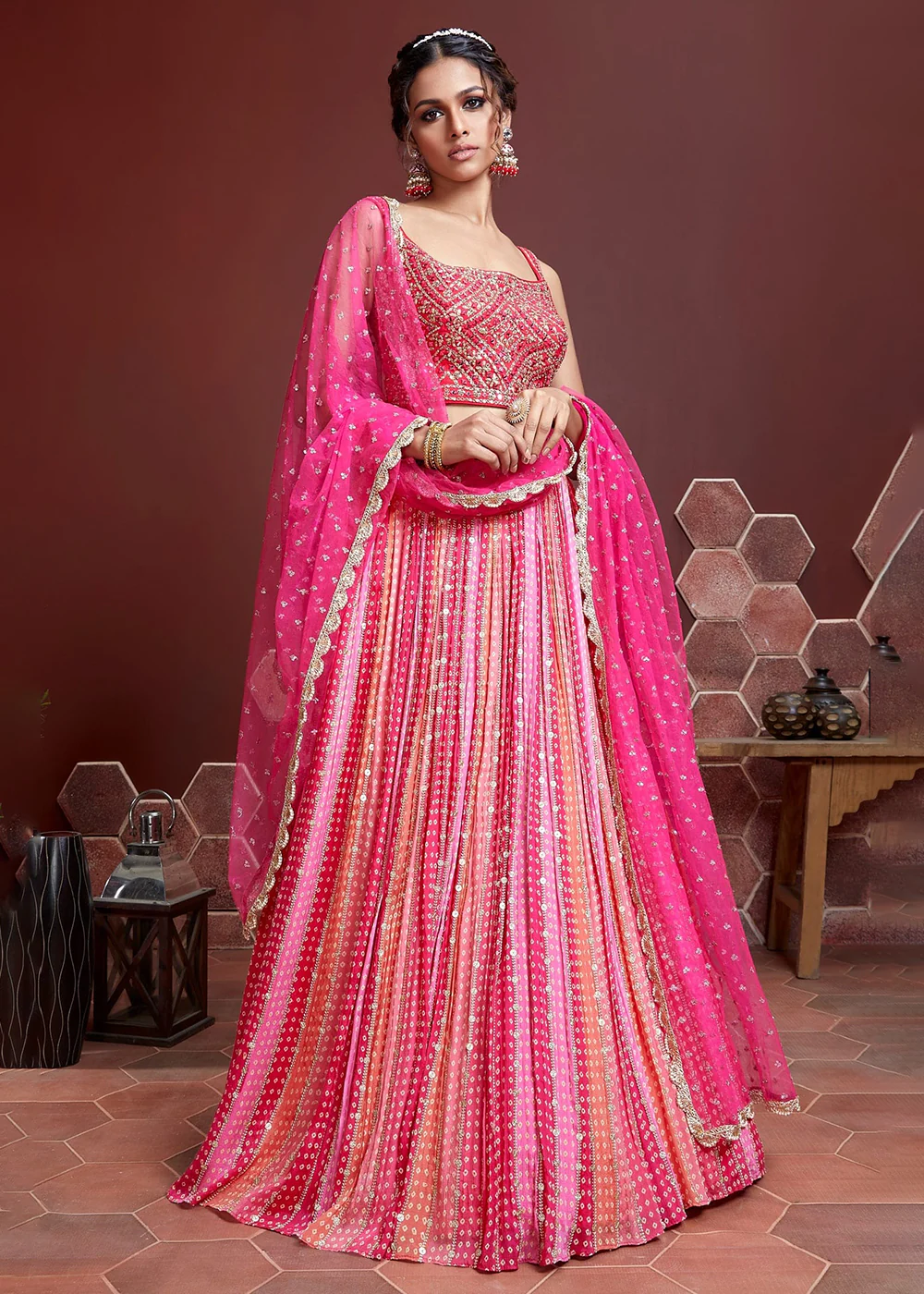 Pink Silk Embroidered Festive Party Wear Lehenga Choli