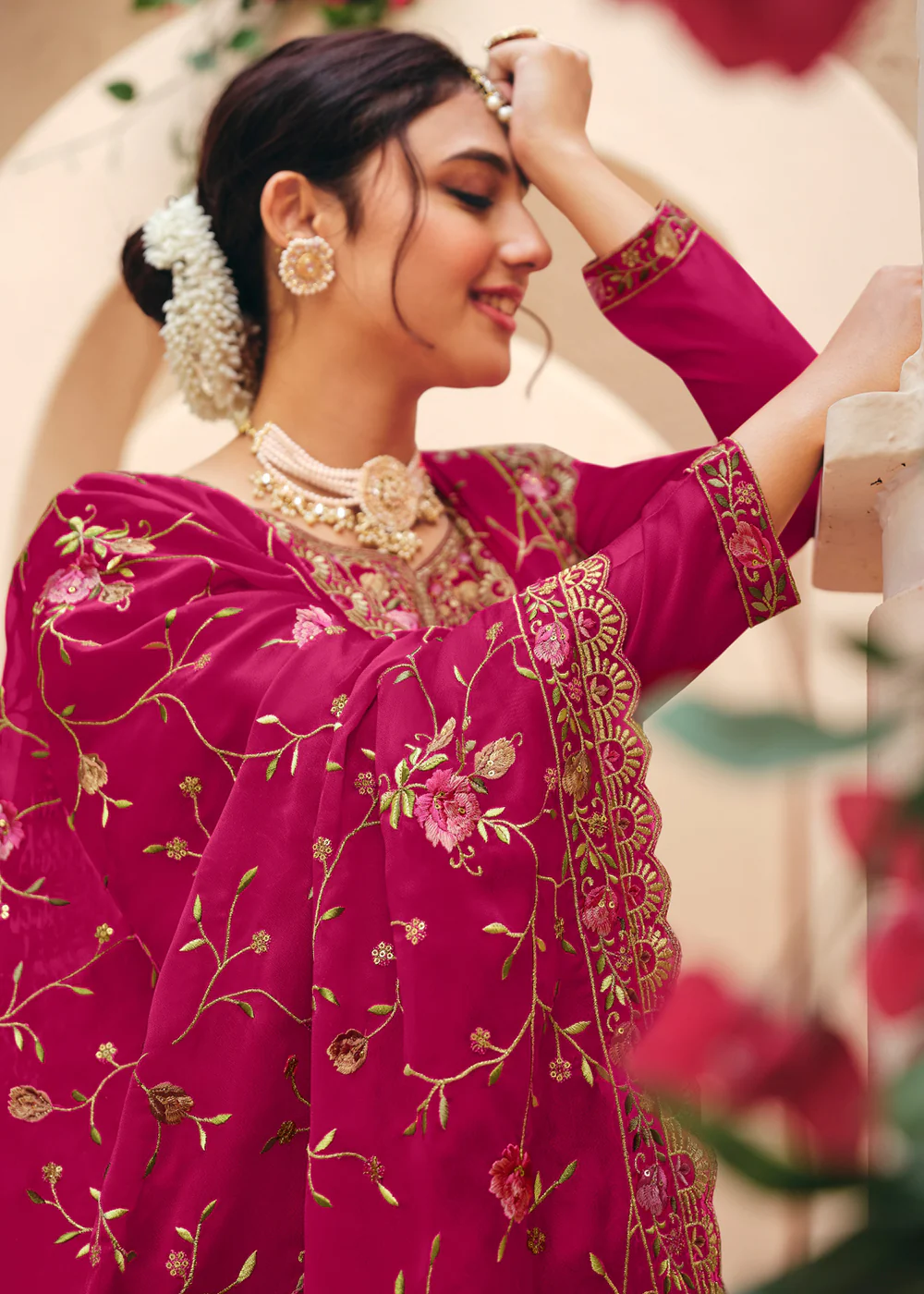 Pink Swarovski Work & Embroidered Eid Wear Salwar Suit - Image 3