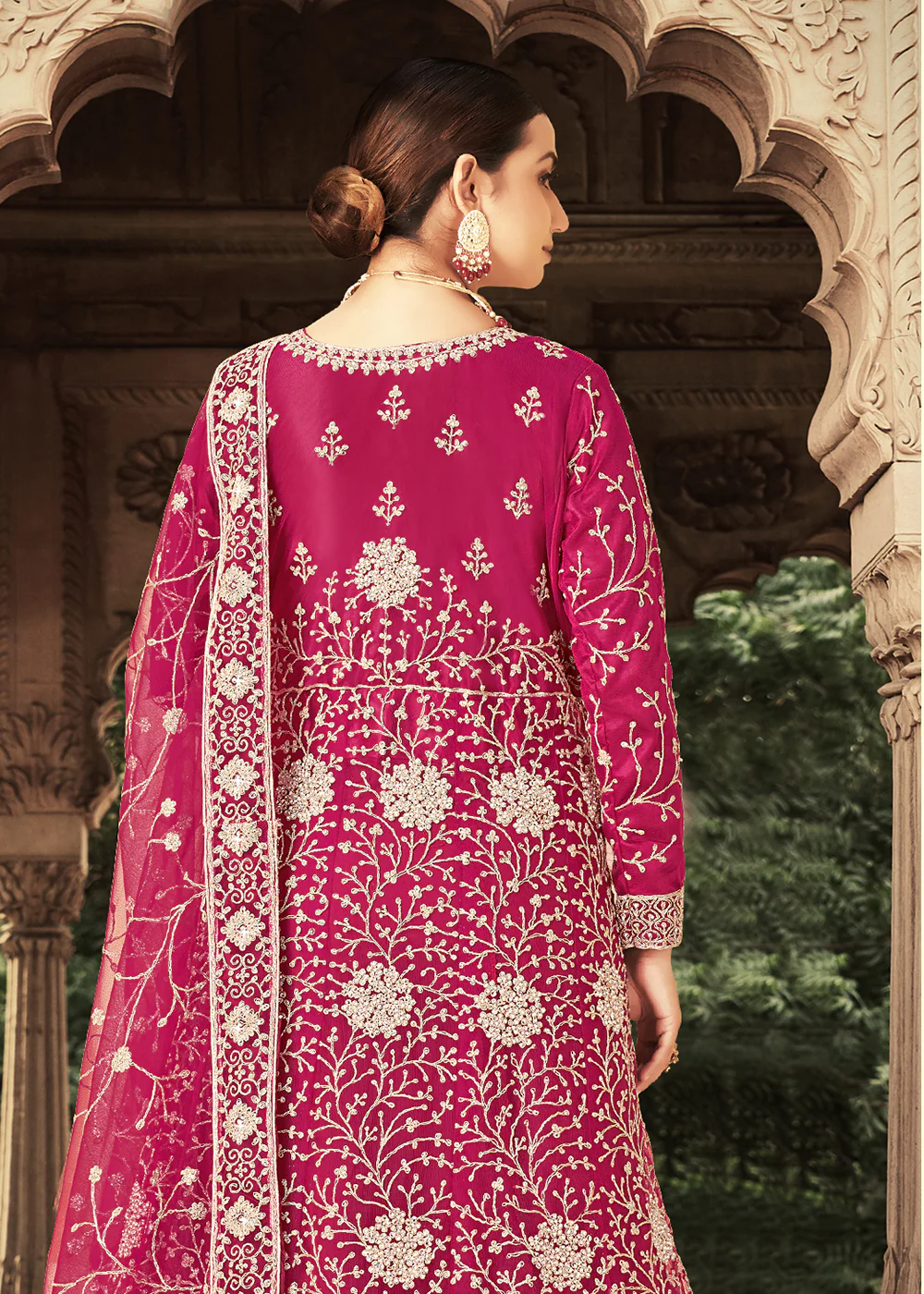 Pink Zarkan Diamond Embroidered Bridal Anarkali Suit - Image 3