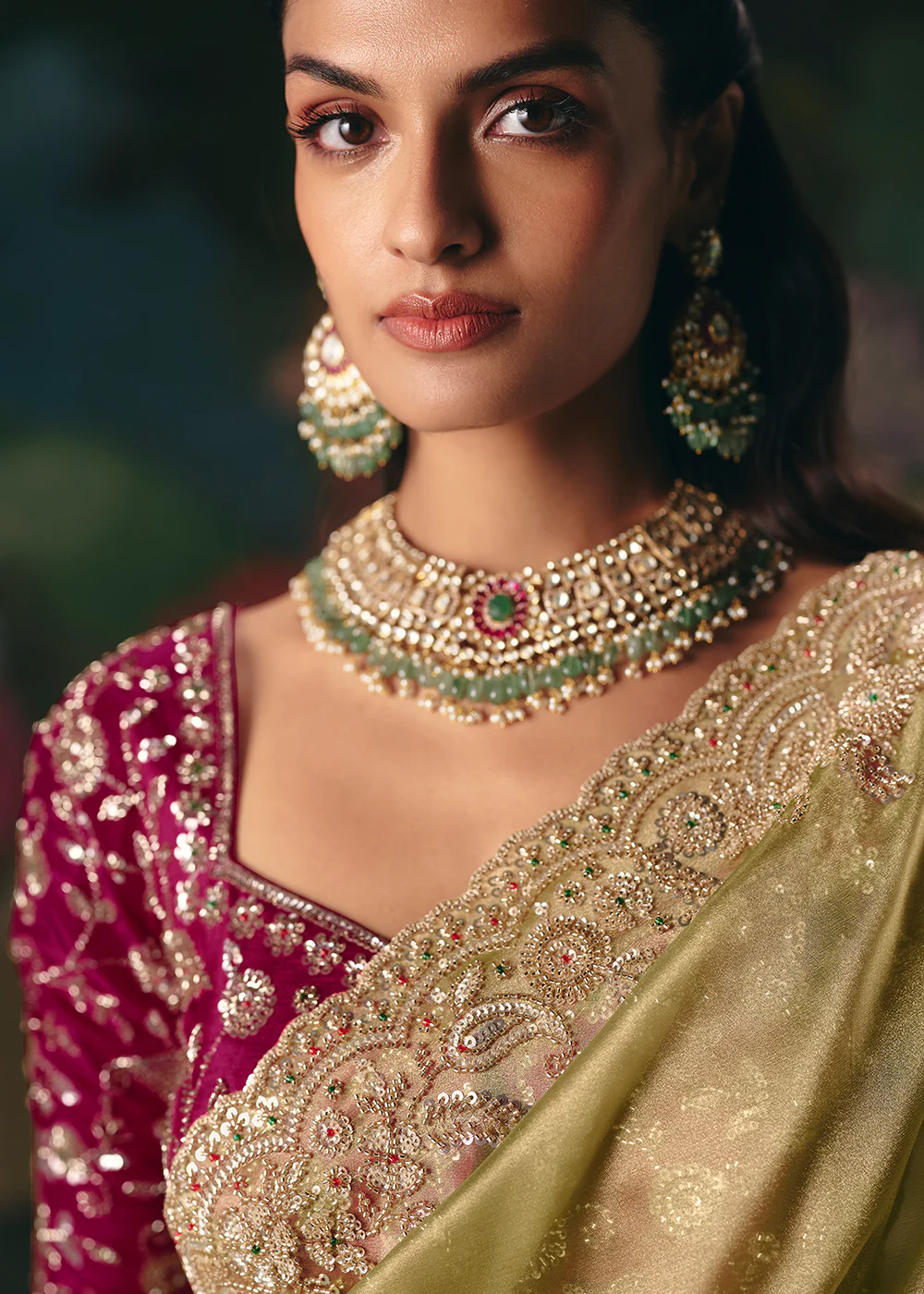 Pista Premium Fancy Fabric Embellished Designer Saree - Image 4