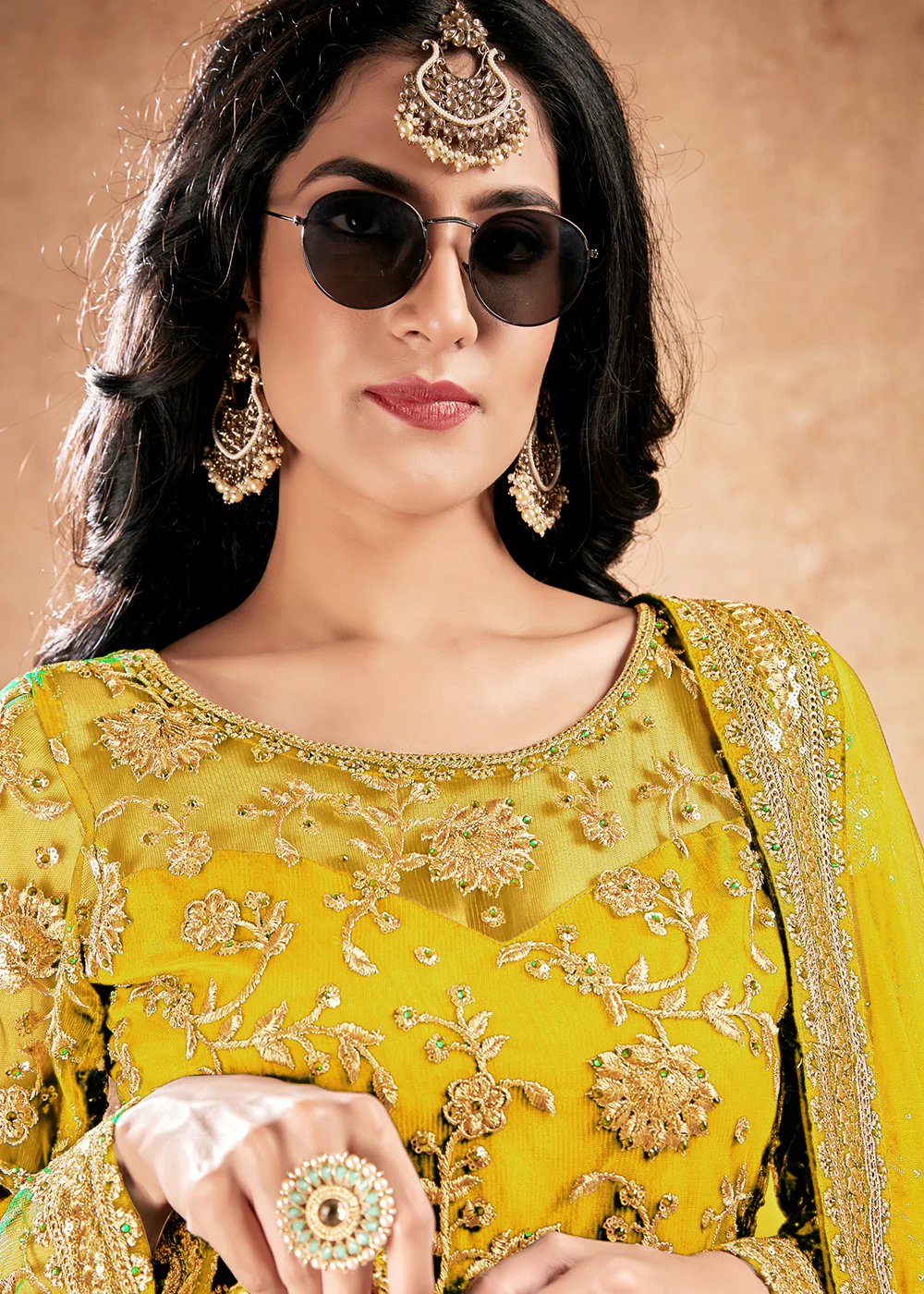 Pleasance Yellow Net Sequins Pakistani Gharara Suit - Image 2