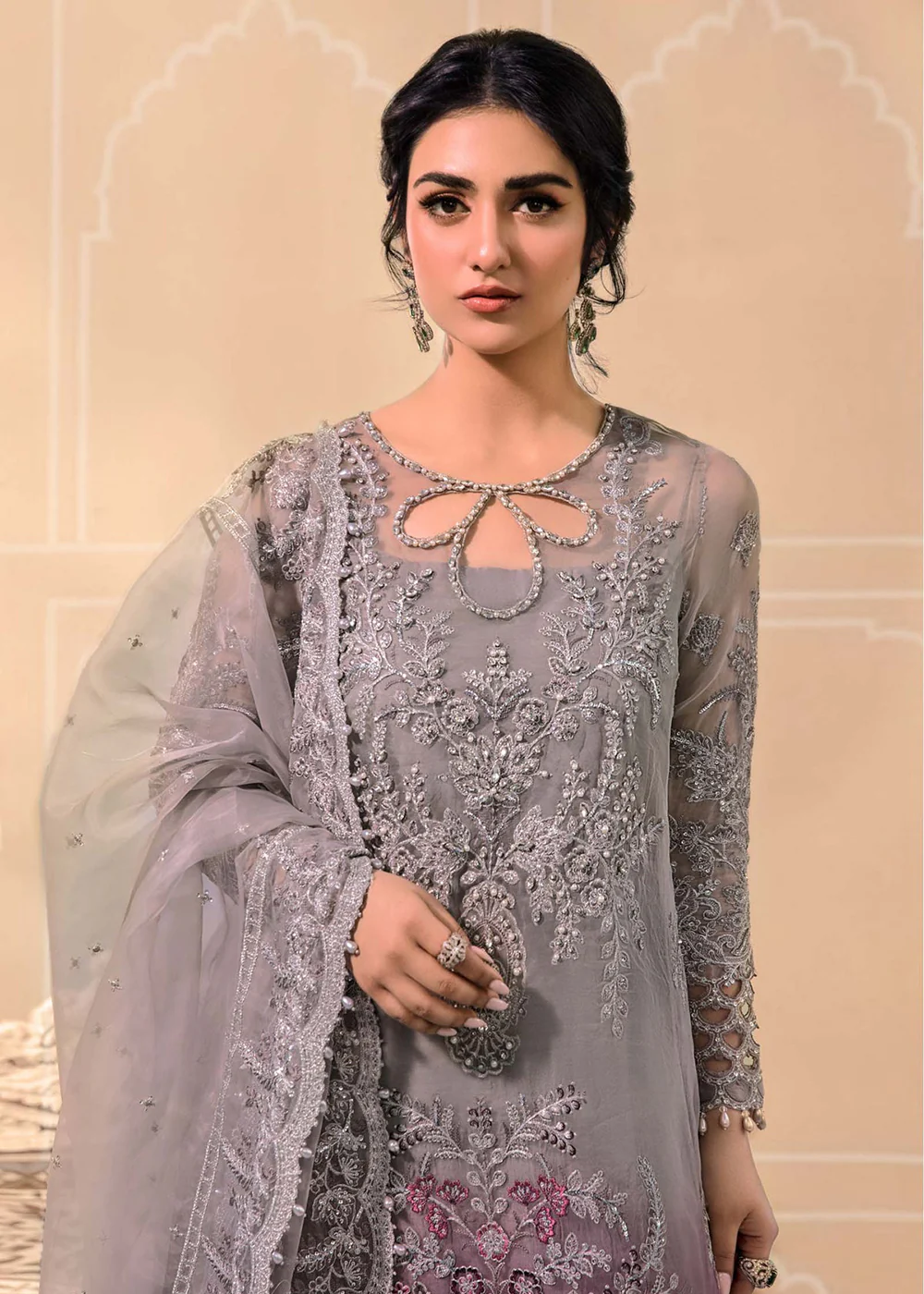 Plum Embroidered Suit - Maria B - Mbroidered Heritage Edition - BD-2605 - Image 2