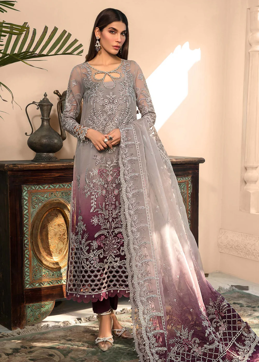 Plum Embroidered Suit - Maria B - Mbroidered Heritage Edition - BD-2605 - Image 3