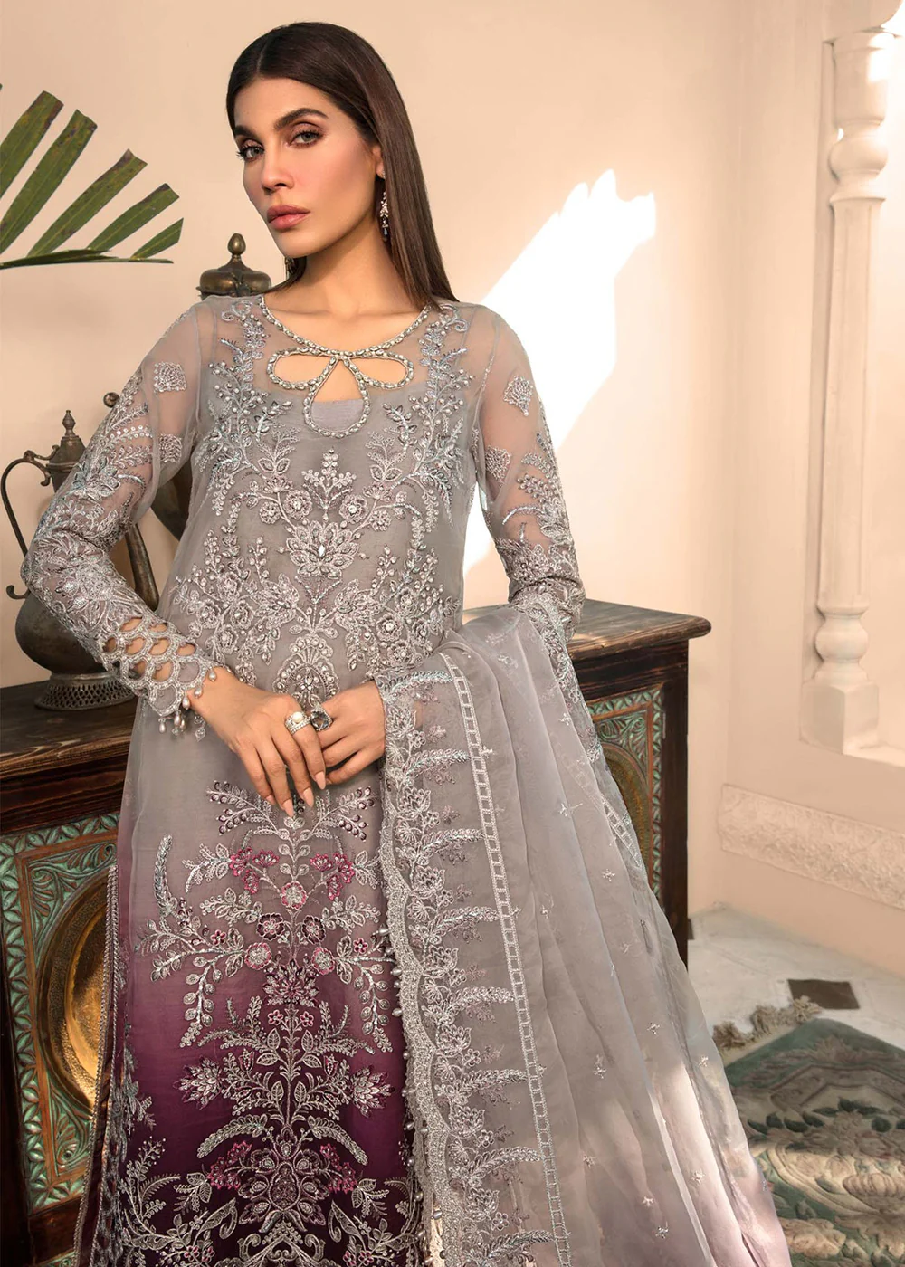 Plum Embroidered Suit - Maria B - Mbroidered Heritage Edition - BD-2605 - Image 4