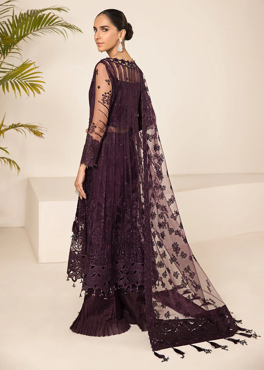 Plum Formal Suit - Alizeh - Lamhay Formals '23 -  V15D08 - Maya - Image 5