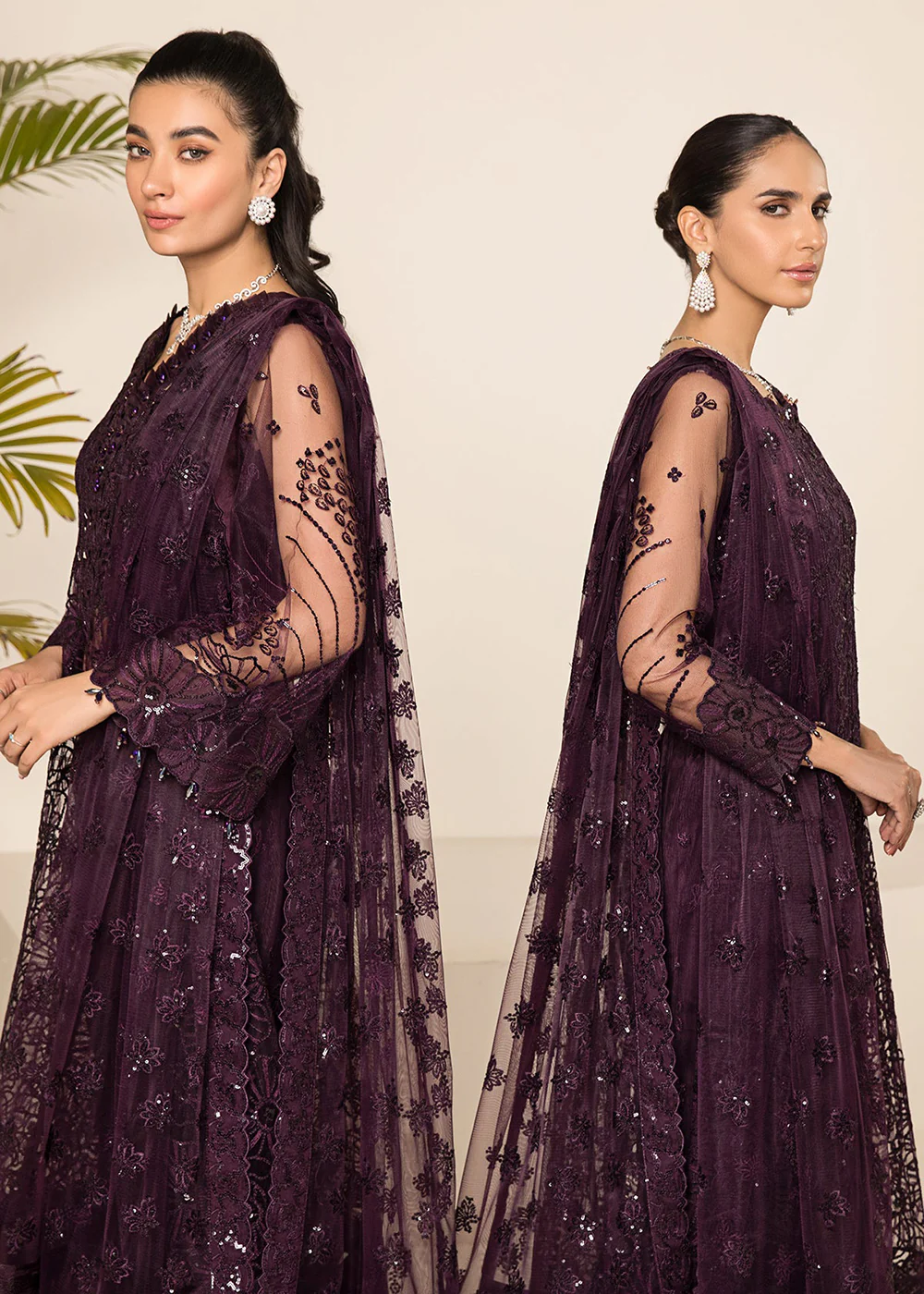 Plum Formal Suit - Alizeh - Lamhay Formals '23 -  V15D08 - Maya - Image 9
