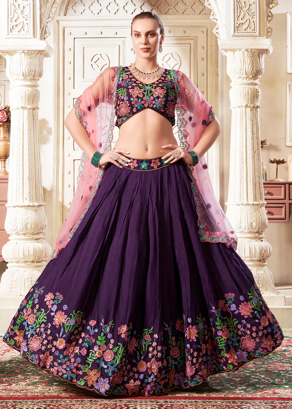 Plum Wine Wedding Style Designer Lehenga Choli