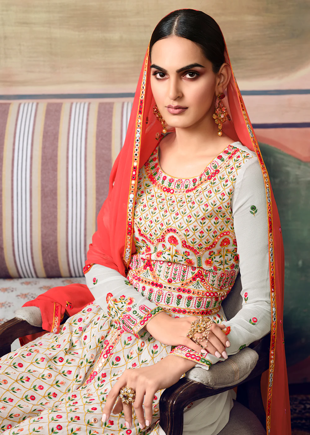 Powder Blue Designer Gharara Style Festive Sharara Suit - Image 2