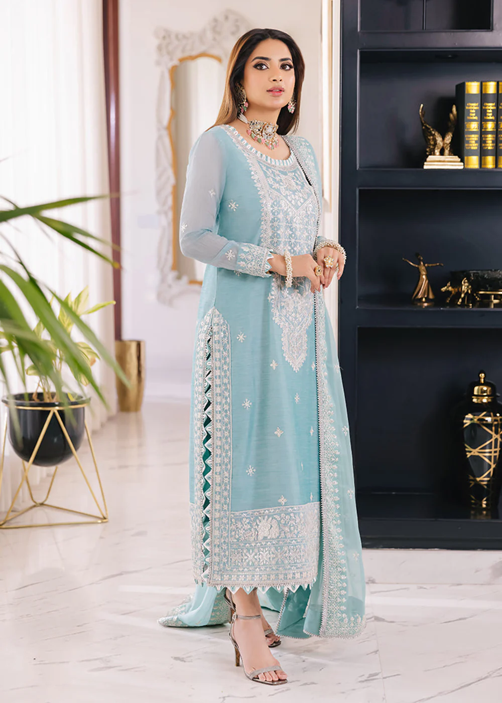 Powder Blue Suit - Maahru, Noorie & Meerub '23 by Asim Jofa - AJSM-29 - Image 3