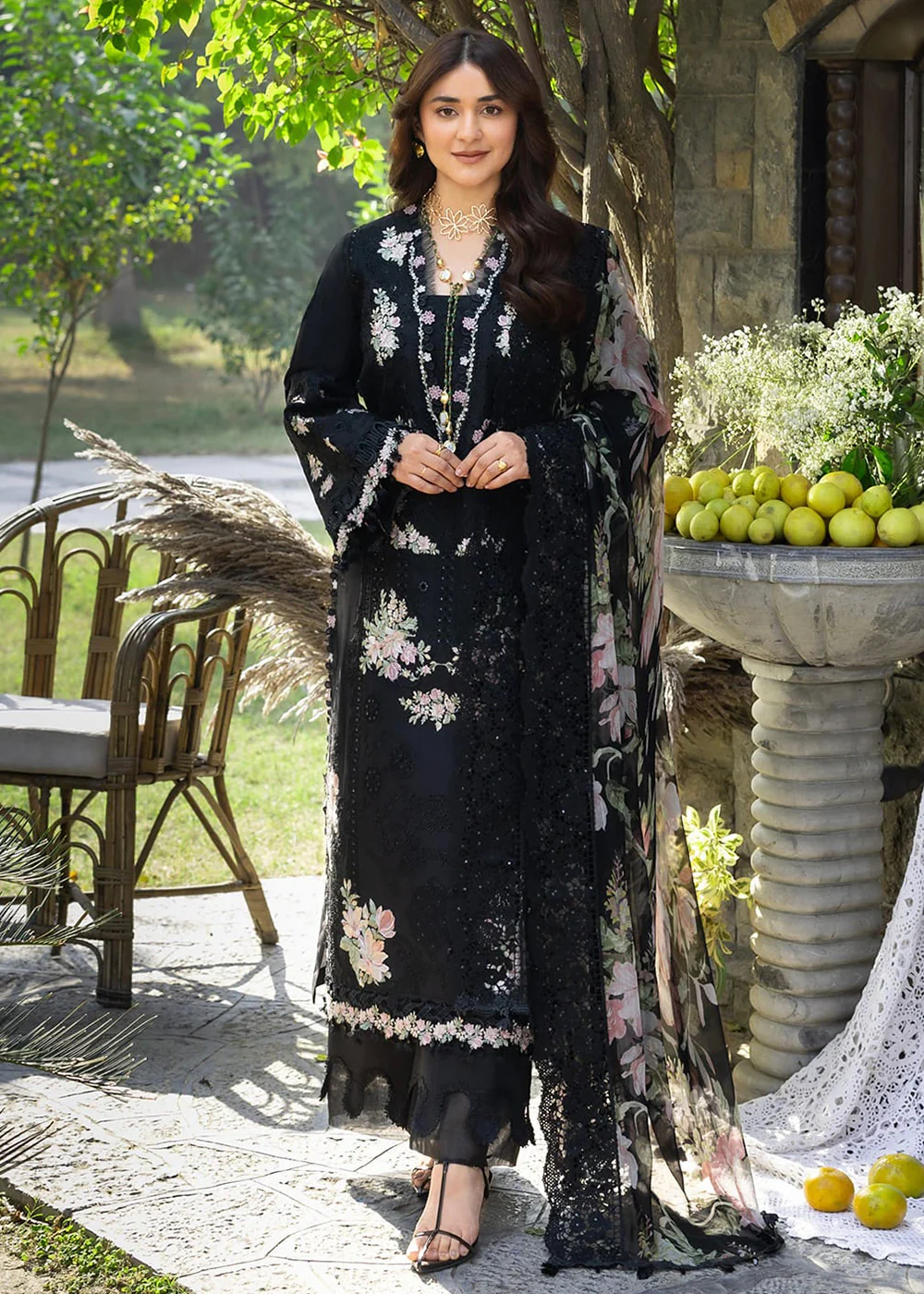 Premium Luxury Lawn '26 by Elaf Premium | ELY-2B MIDNIGHT BLOSSOM