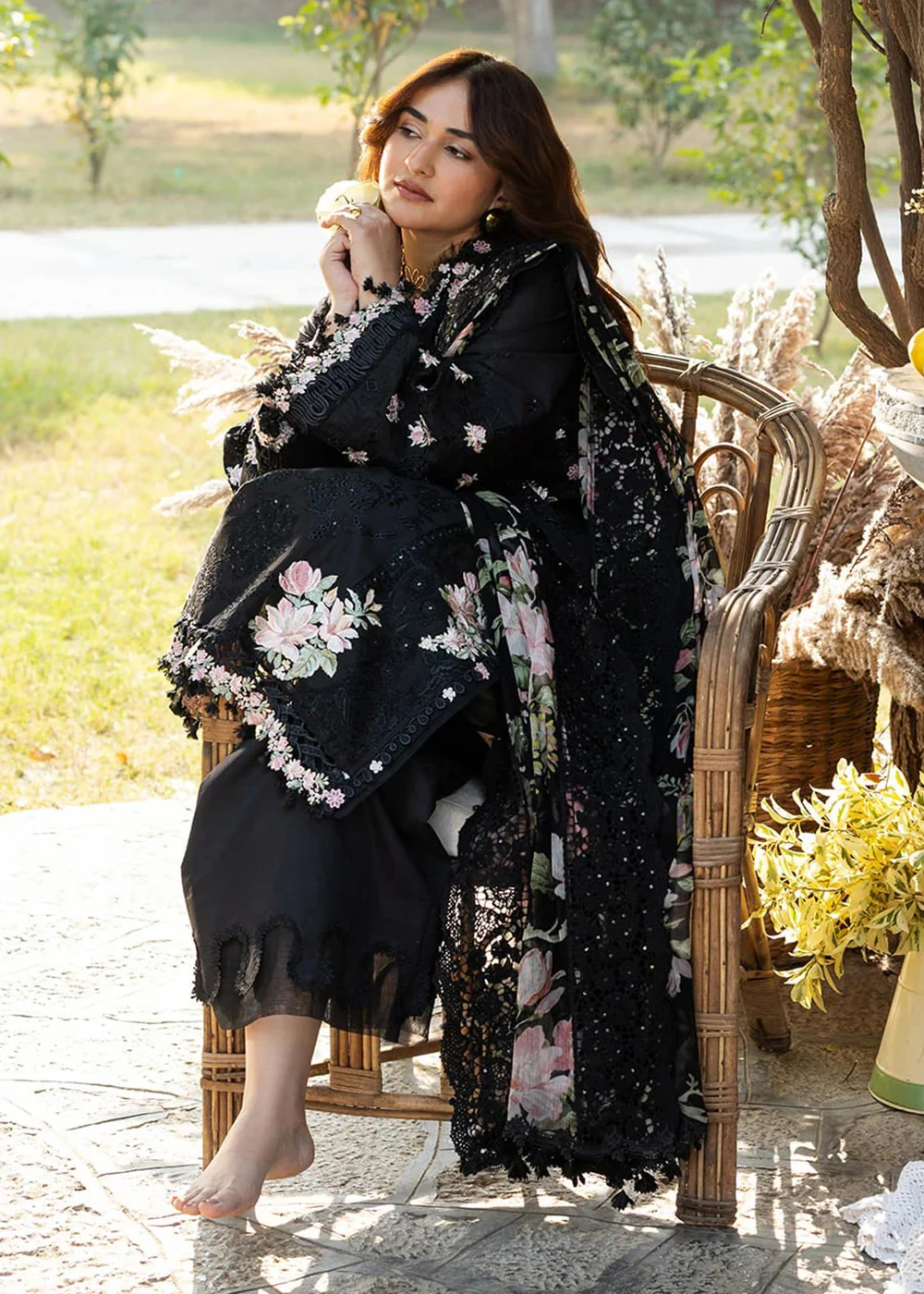 Premium Luxury Lawn '26 by Elaf Premium | ELY-2B MIDNIGHT BLOSSOM - Image 8