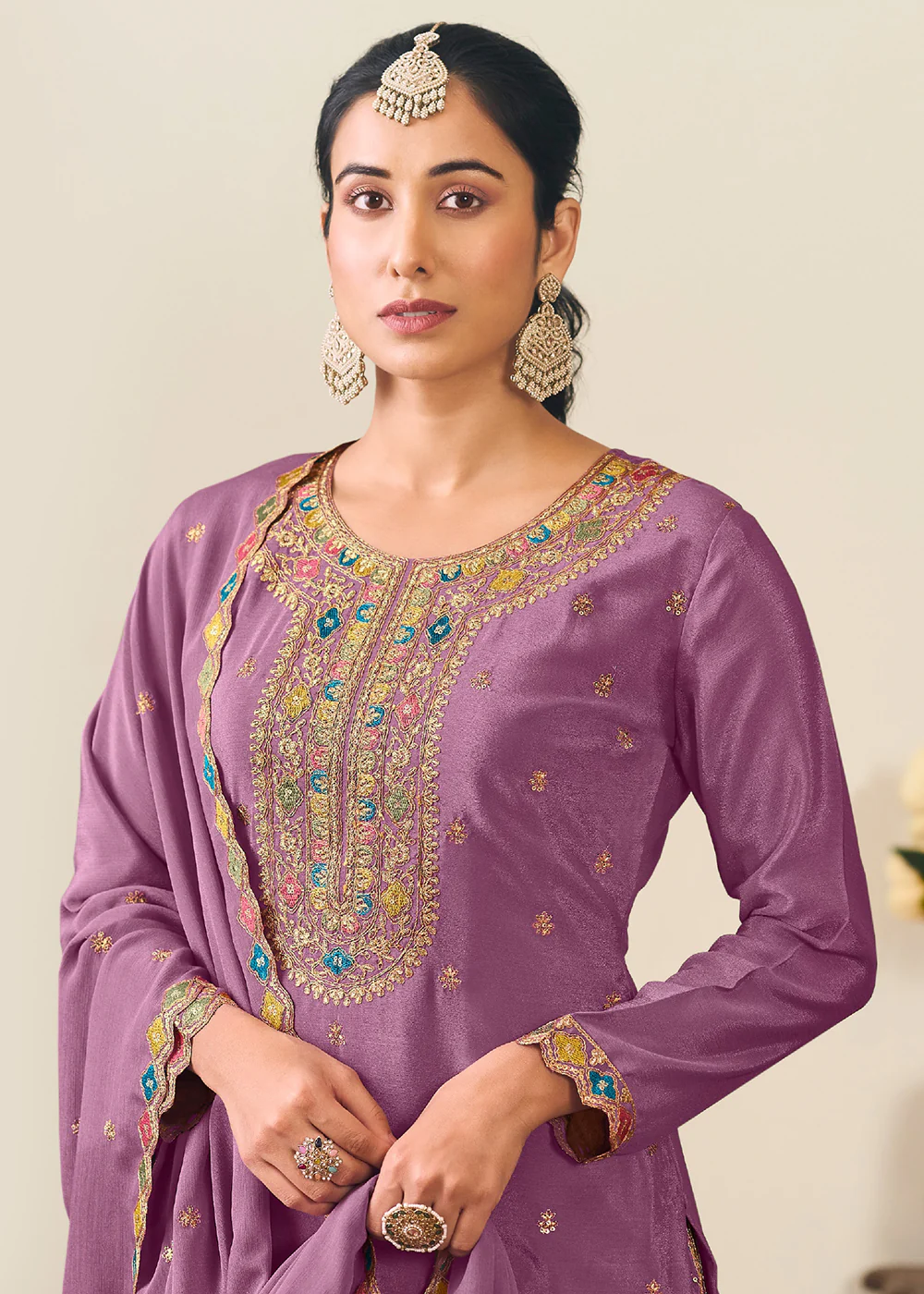Premium Purple Embroidered Trendy Lehenga Style Suit - Image 2