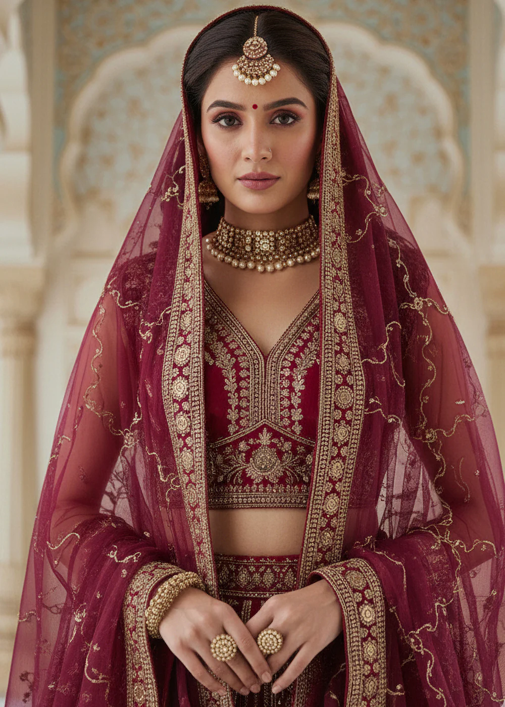 Premium Silk Designer Pink Bridal Lehenga Choli - Image 2