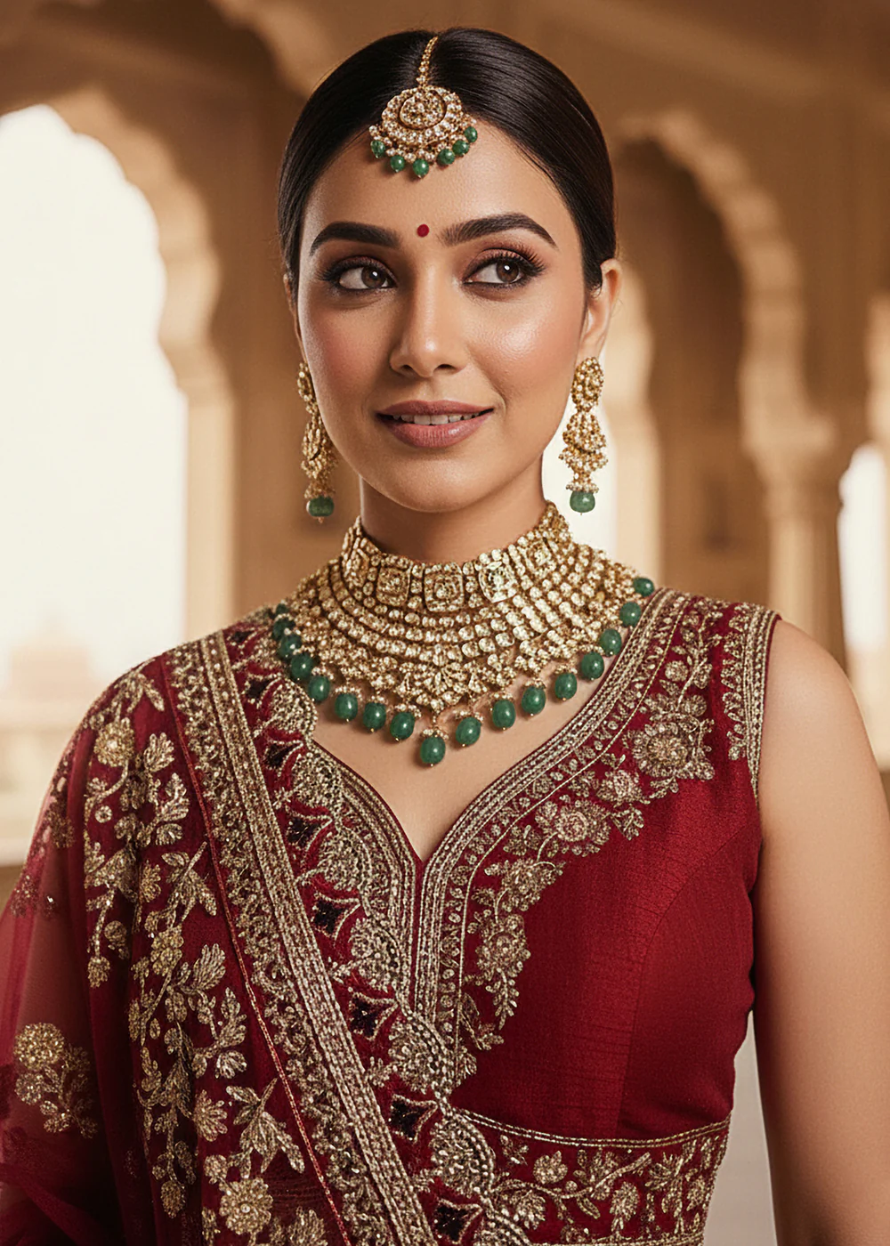Premium Silk Designer Red Bridal Lehenga Choli - Image 2