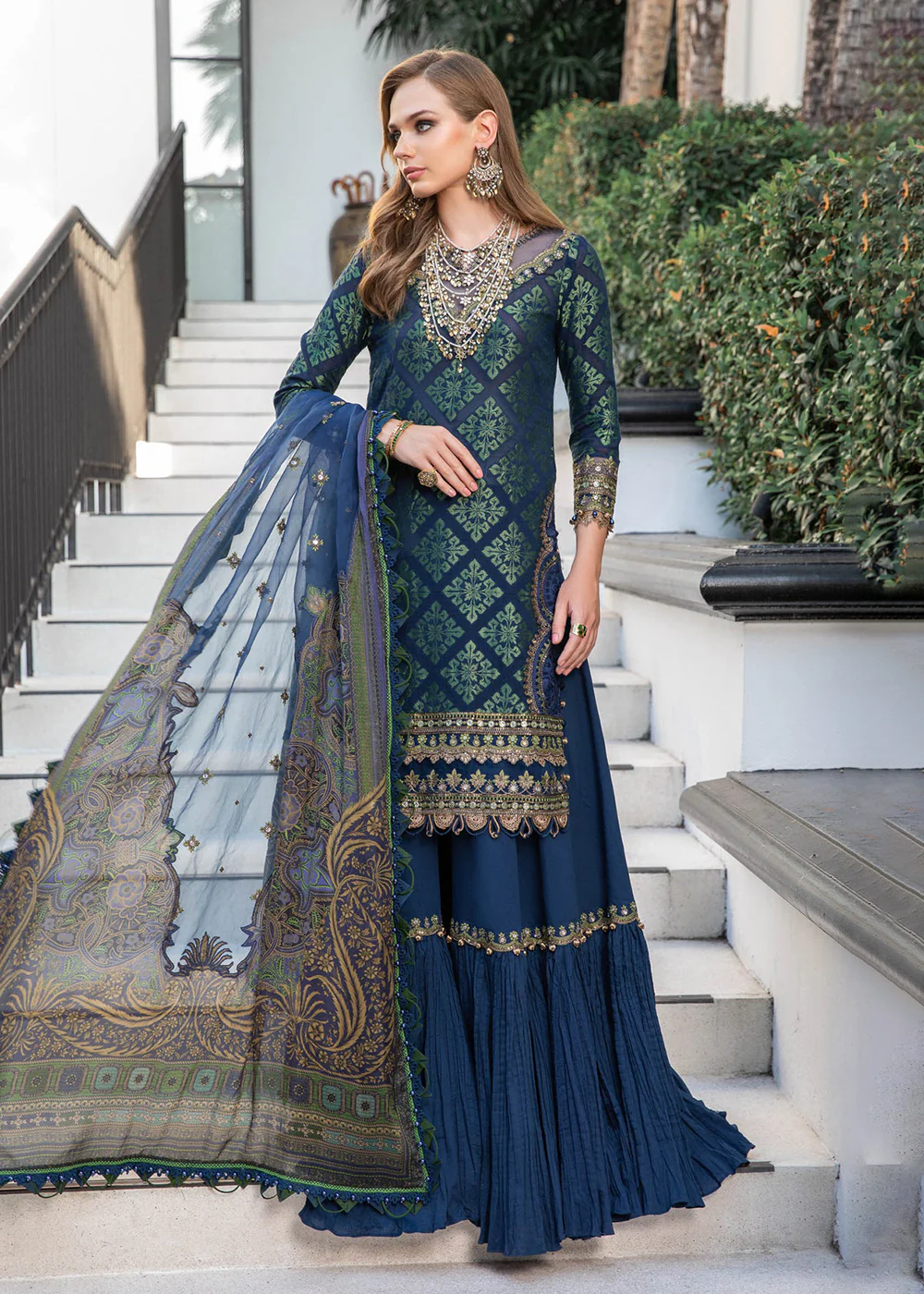 Pretty Blue Embroidered Suit - Maria B Lawn Eid Collection 2023 - EL-23-08 - Image 3