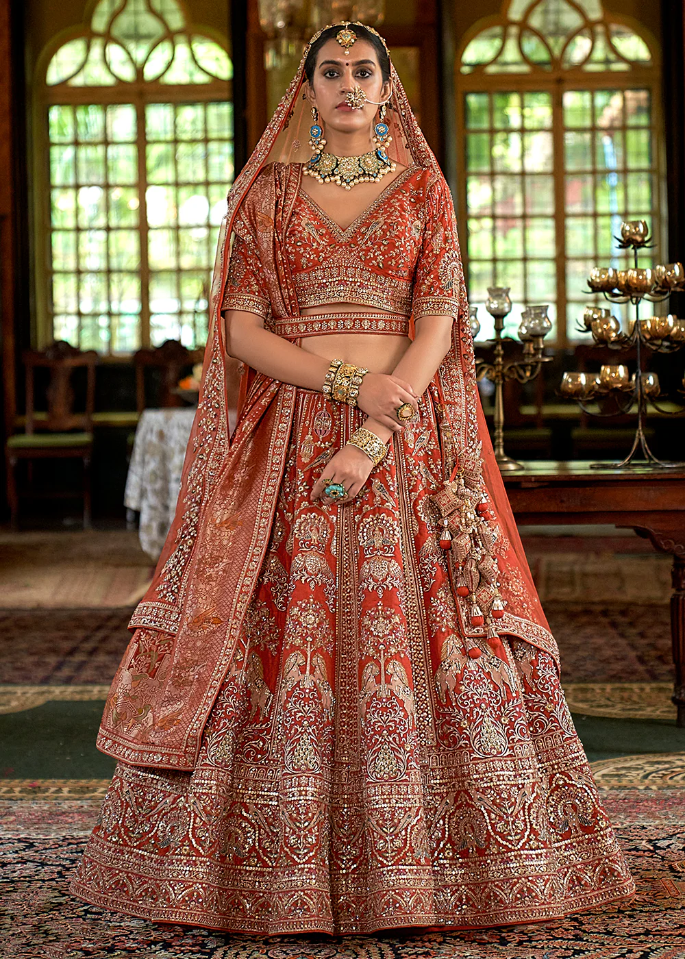 Pretty Orange Bridal Tone Silk Designer Lehenga Choli