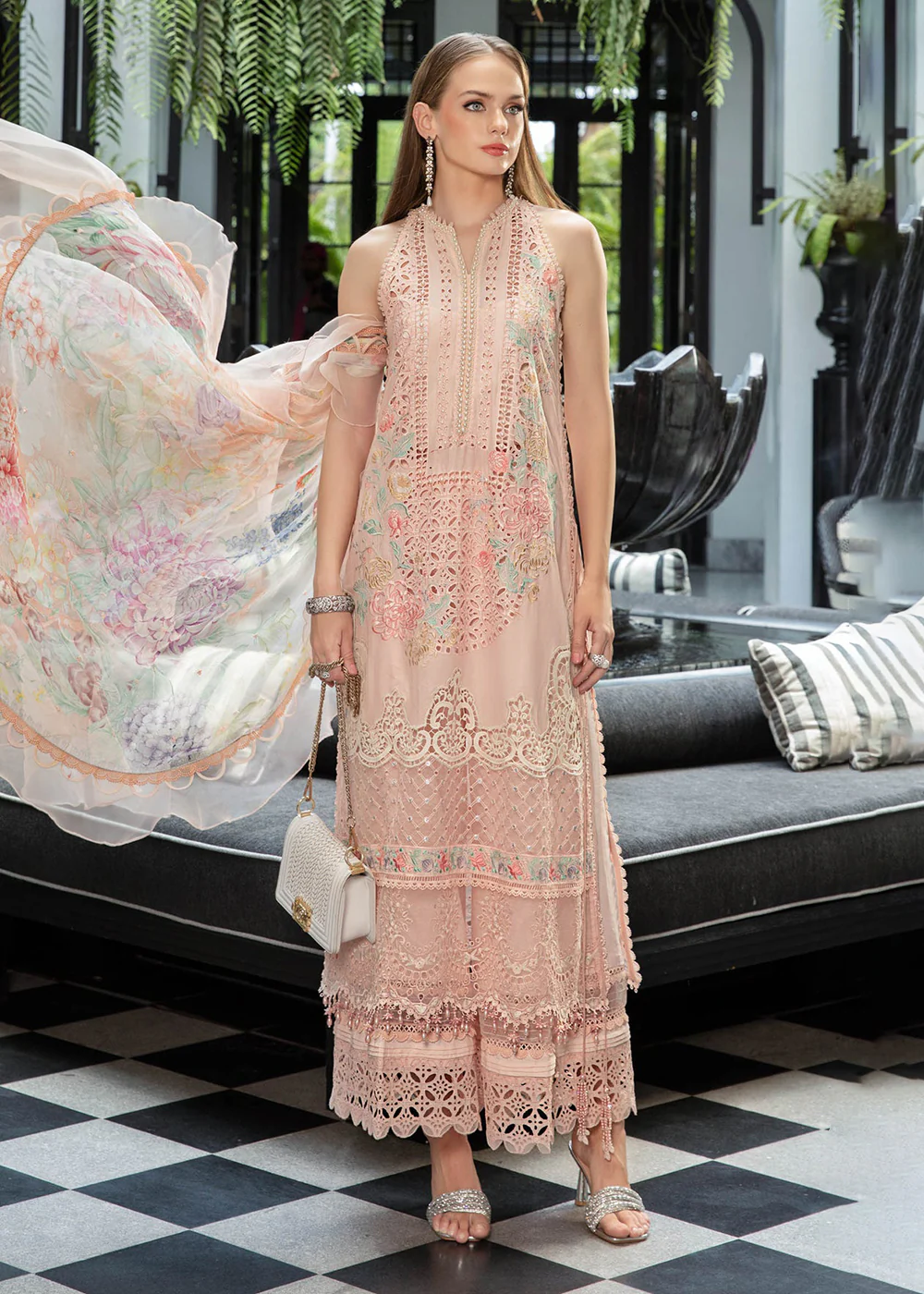 Pretty Peach Embroidered Suit - Maria B Lawn Eid Collection 2023 - EL-23-07 - Image 4