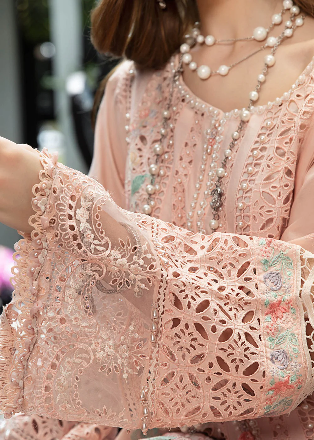 Pretty Peach Embroidered Suit - Maria B Lawn Eid Collection 2023 - EL-23-07 - Image 7