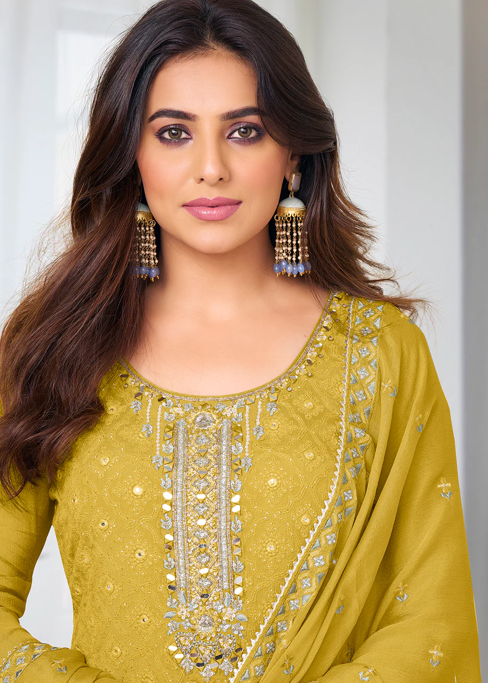 Pretty Sunny Mustard Beautifully Embroidered Trendy Salwar Kameez - Image 2