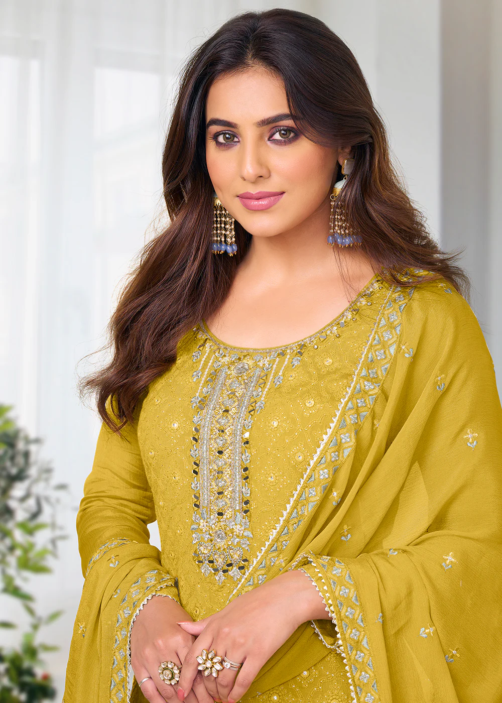 Pretty Sunny Mustard Beautifully Embroidered Trendy Salwar Kameez - Image 3