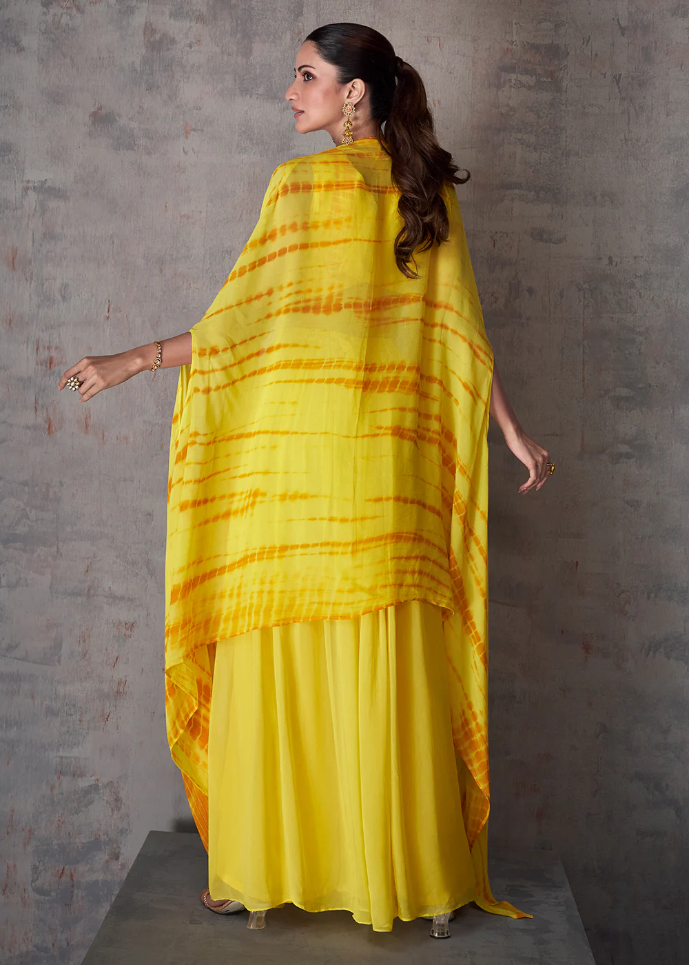 Pretty Yellow Indo Western Style Party Wear Palazzo Suit - Image 3