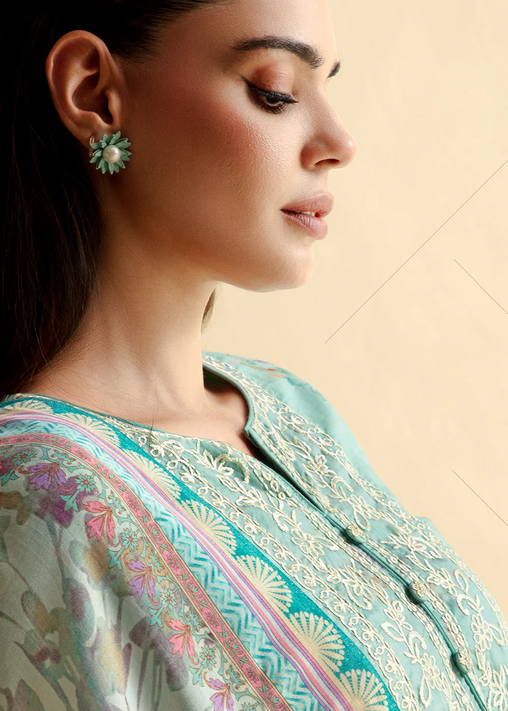 Pure Lawn Ice Blue Embroidered Festive Salwar Suit - Image 2