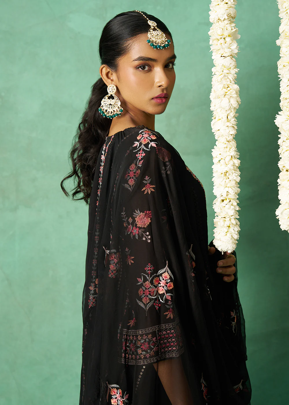 Pure Organza Black Finest Embroidered Pant Style Salwer Suit - Image 5