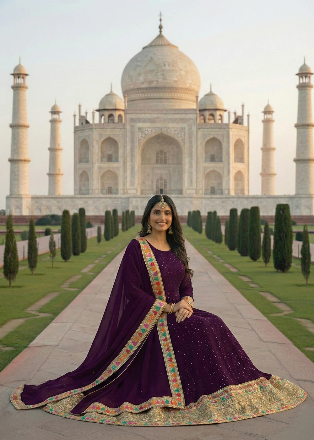 Purple All Over Sequins Work Festive Anarkali Gown - Image 4